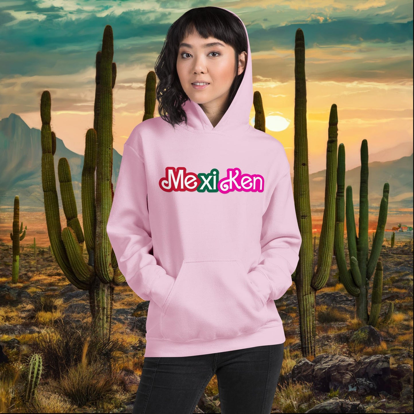 MexiKen Ken Barbie Mexico Mexican Mexicana Latino Latina Latinx Unisex Hoodie Light Pink Hoodies Barbie Ken Mexico Movies Next Cult Brand
