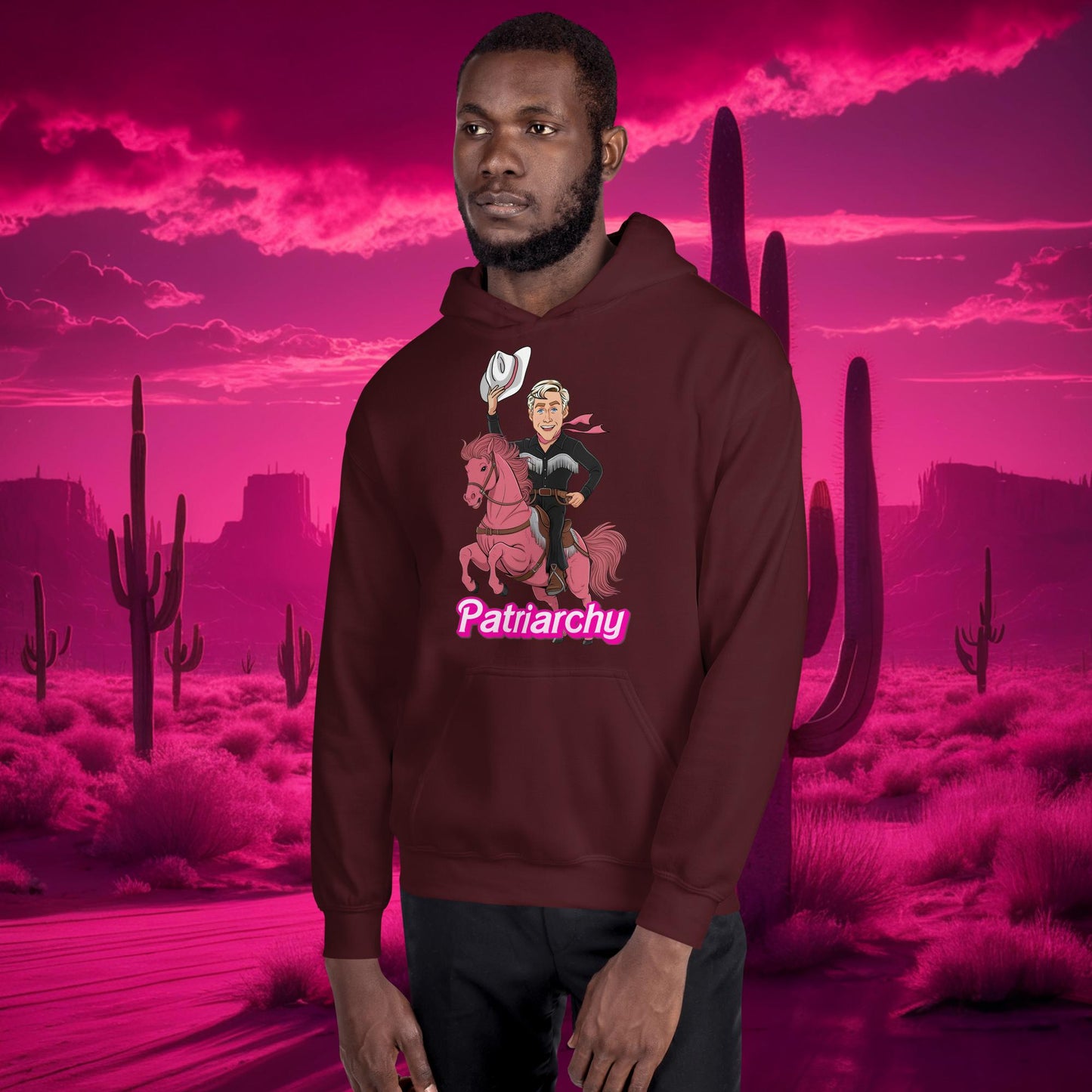 Ken Barbie Movie When I found out the patriarchy wasn't just about horses, I lost interest Unisex Hoodie Maroon Hoodies Barbie Celebrities Ken Movies Ryan Gosling Next Cult Brand