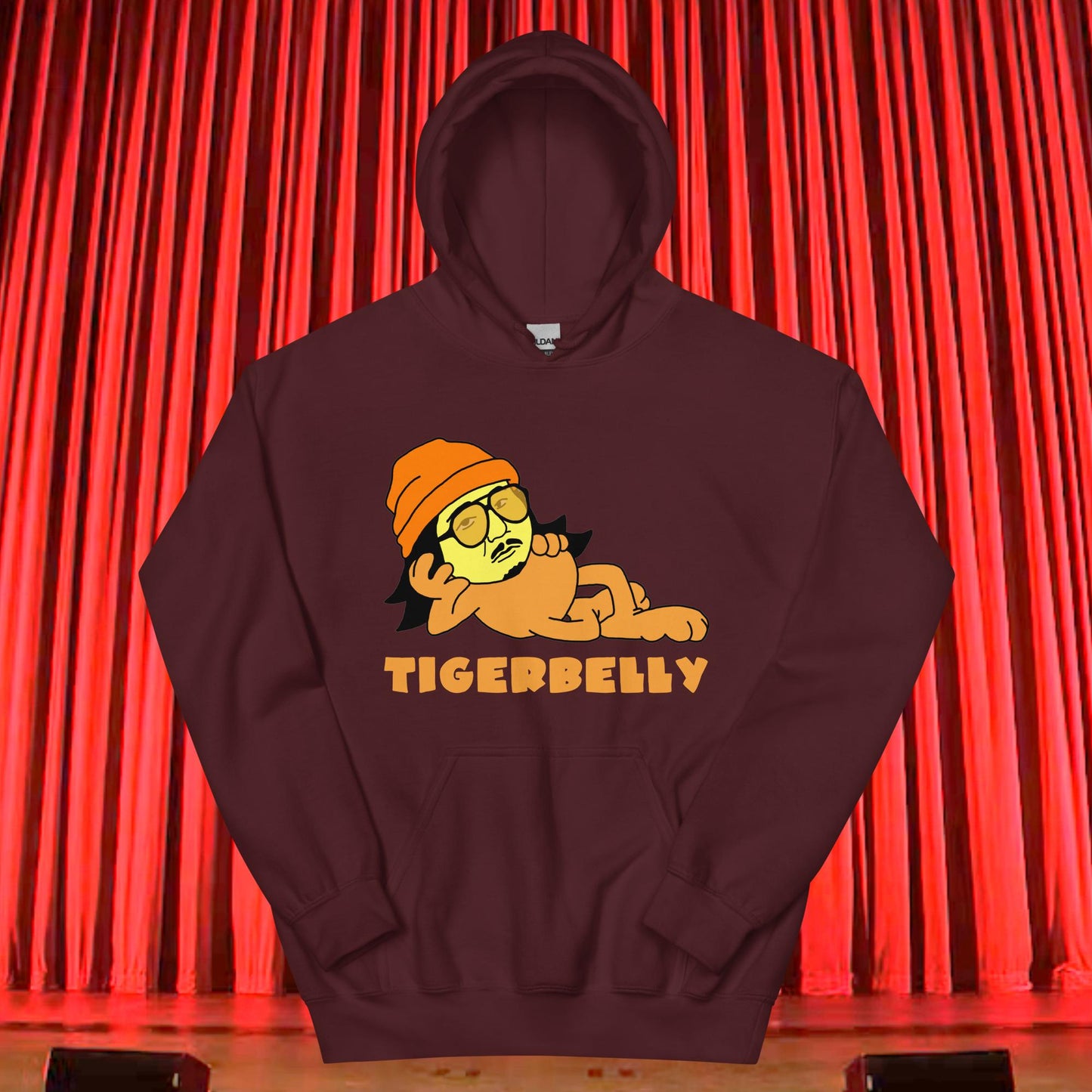 Bobby Lee Tigerbelly, Bobby Lee Merch, Tigerbelly Merch, Bobby Lee Gift, Funny Tigerbelly Gift, Tigerbelly Podcast, TigerBelly Unisex Hoodie Maroon Hoodies Bobby Lee Podcasts Stand-up Comedy TigerBelly Next Cult Brand