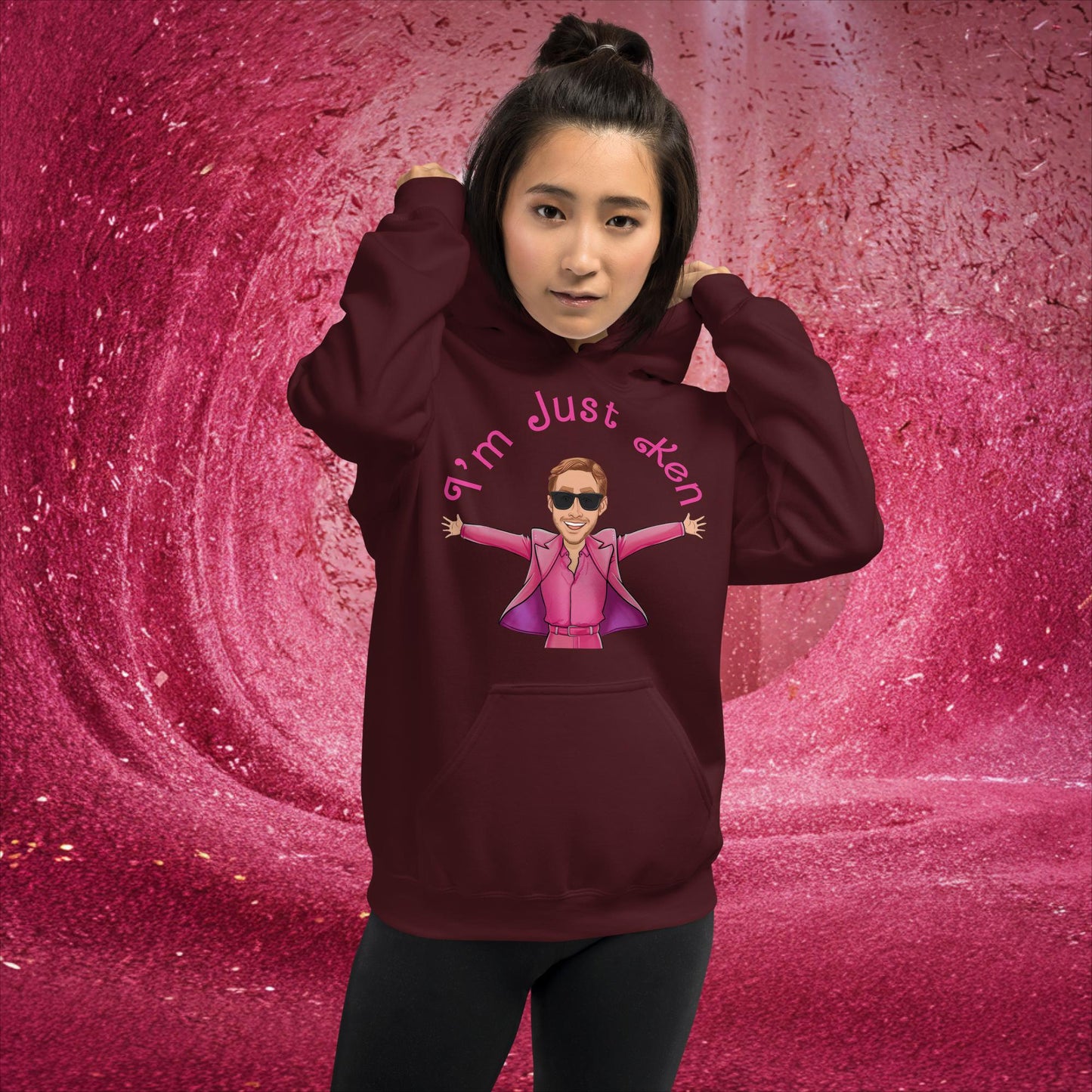 Ken Barbie Ryan Gosling I'm Just Ken Unisex Hoodie Maroon Hoodies Barbie Celebrities Ken Movies Ryan Gosling Next Cult Brand
