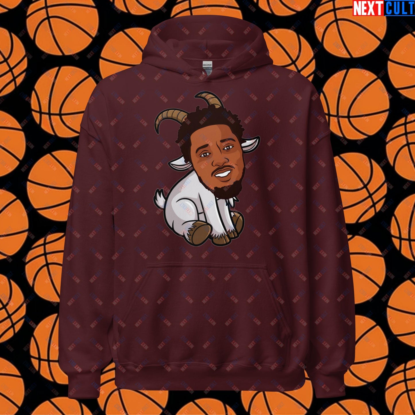 Donovan Mitchell G.O.A.T. Hoodie - Cleveland Cavaliers Basketball Meme Sweatshirt - Funny GOAT Cartoon Pullover for Basketball Fans - Perfect Gift for Cavs Supporters Unisex Hoodie Maroon Hoodies Basketball Cleveland Cavaliers Donovan Mitchell G.O.A.T. NBA Next Cult Brand