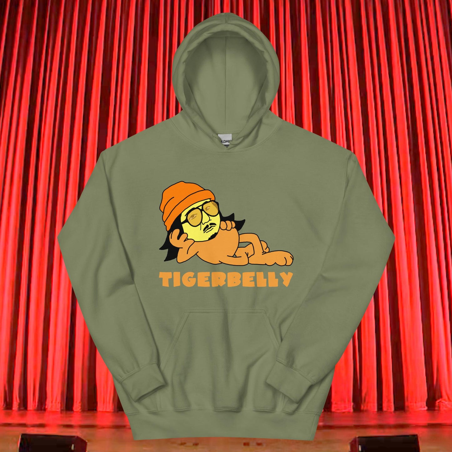 Bobby Lee Tigerbelly, Bobby Lee Merch, Tigerbelly Merch, Bobby Lee Gift, Funny Tigerbelly Gift, Tigerbelly Podcast, TigerBelly Unisex Hoodie Military Green Hoodies Bobby Lee Podcasts Stand-up Comedy TigerBelly Next Cult Brand