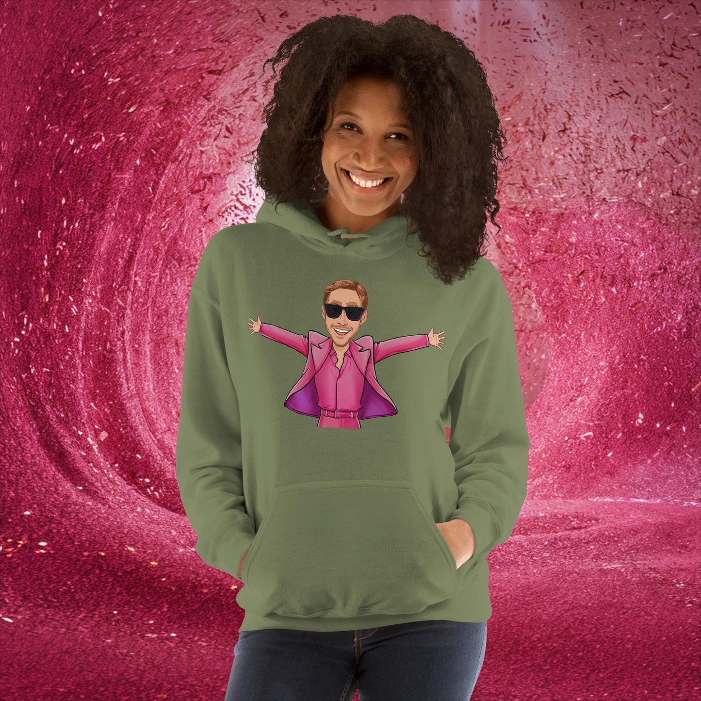 Ken Barbie Ryan Gosling I'm Just Ken Unisex Hoodie Military Green Hoodies Barbie Celebrities Ken Movies Ryan Gosling Next Cult Brand