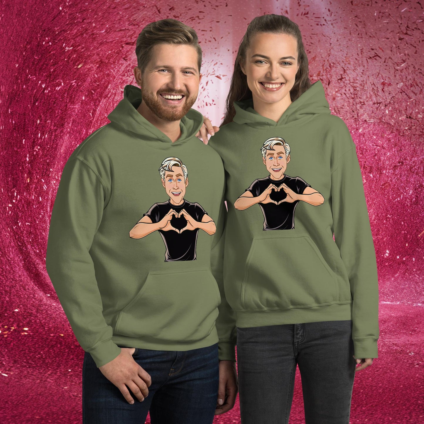 I Love Ryan Gosling Ken Barbie Movie I am Kenough Unisex Hoodie Military Green Hoodies Barbie Celebrities Ken Movies Ryan Gosling Next Cult Brand