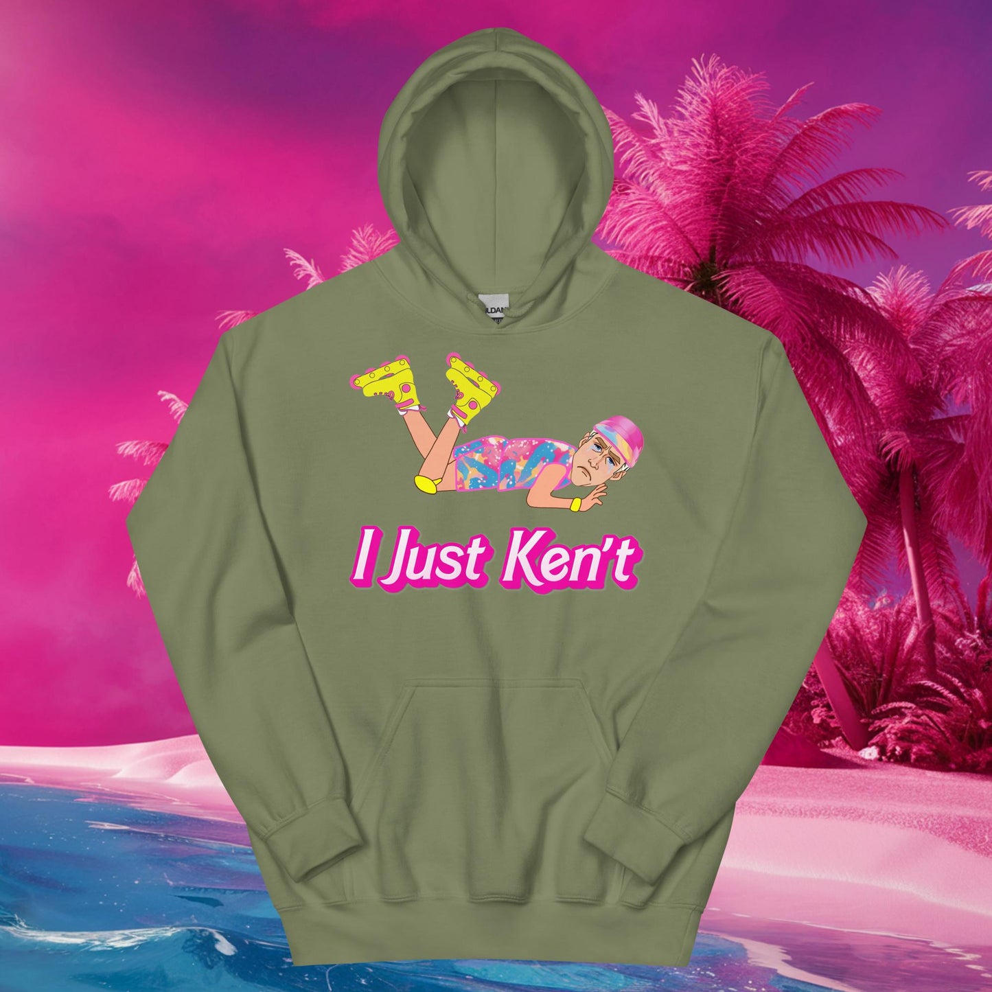 I Just Ken't I just Can't Ryan Gosling Ken Barbie Movie Unisex Hoodie Military Green Hoodies Barbie Celebrities Ken Movies Ryan Gosling Next Cult Brand