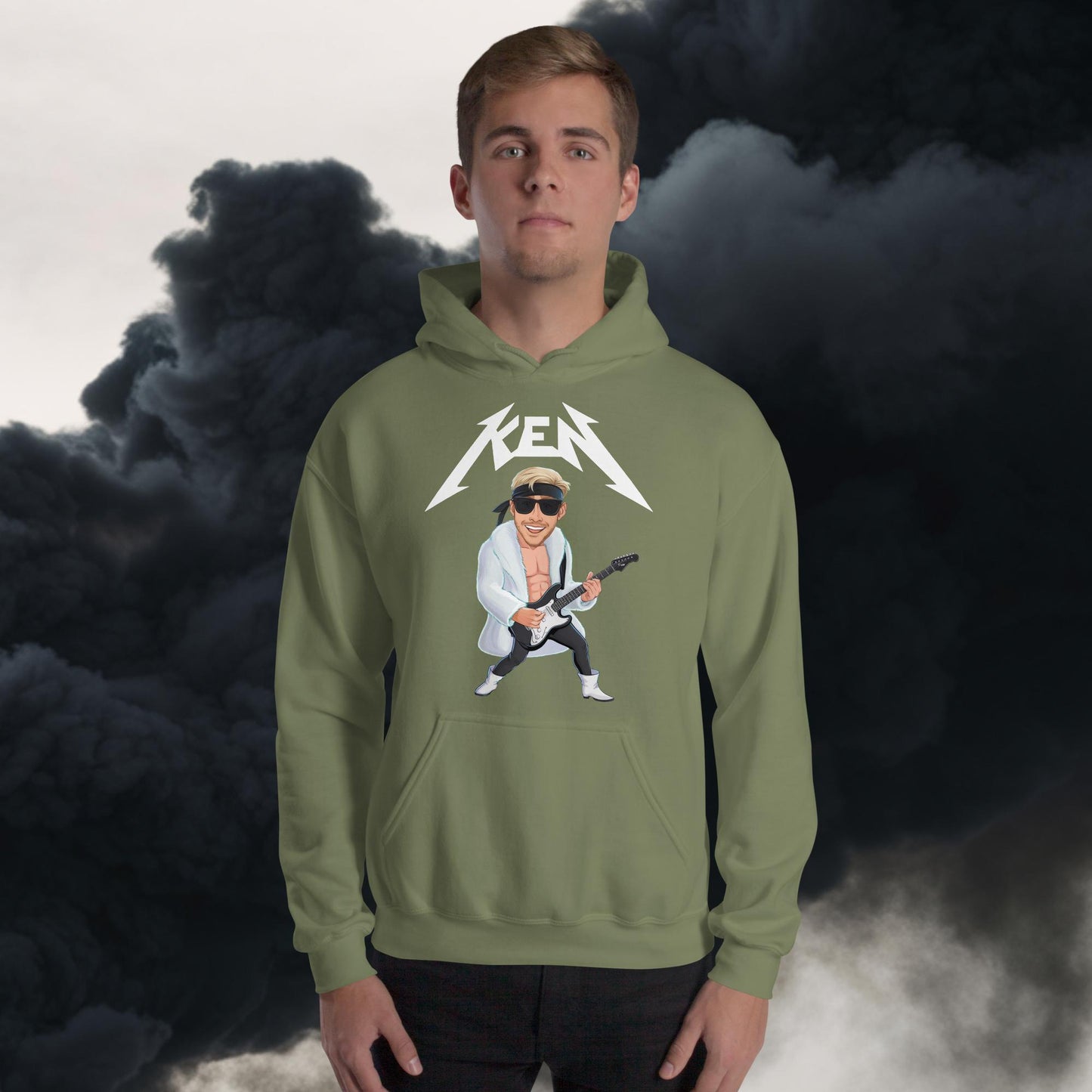 Rockstar Ken Barbie Movie Ryan Gosling Unisex Hoodie Military Green Hoodies Barbie Celebrities Ken Movies Ryan Gosling Next Cult Brand
