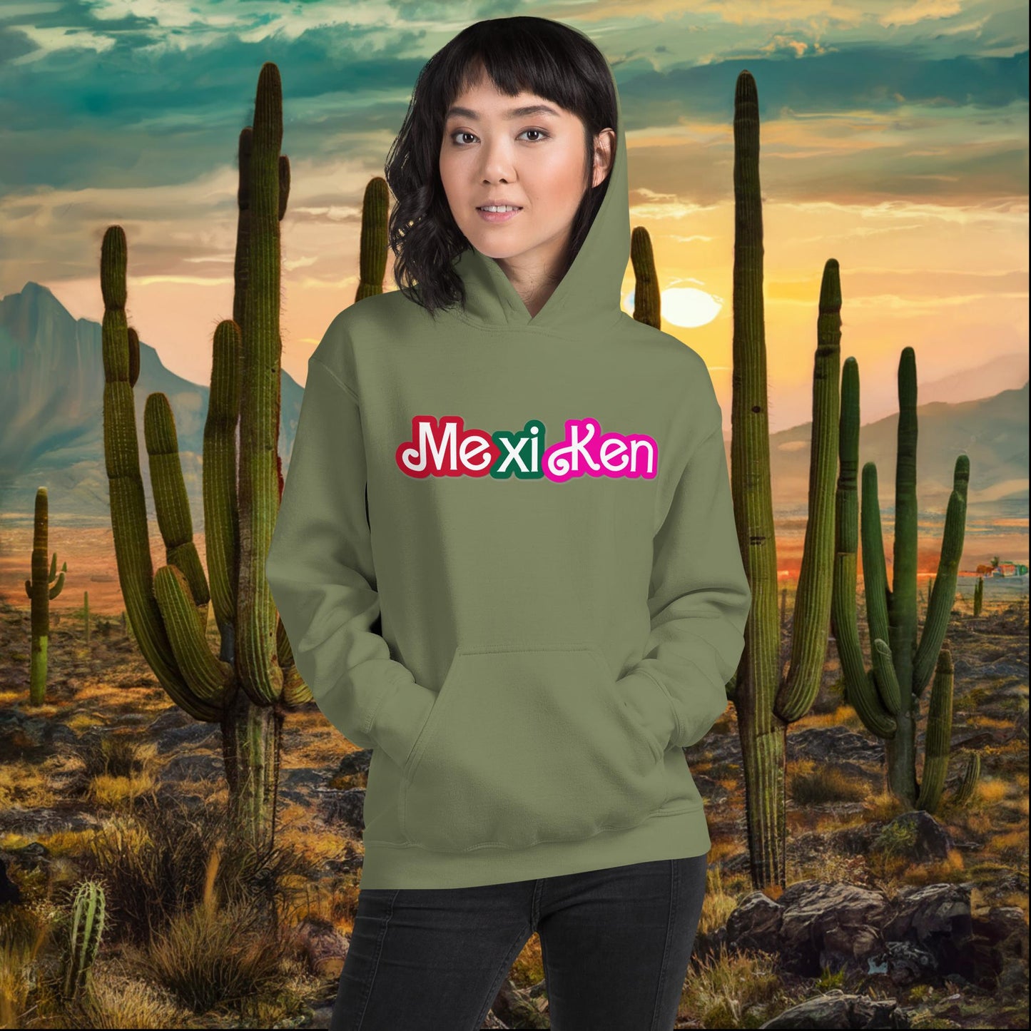 MexiKen Ken Barbie Mexico Mexican Mexicana Latino Latina Latinx Unisex Hoodie Military Green Hoodies Barbie Ken Mexico Movies Next Cult Brand