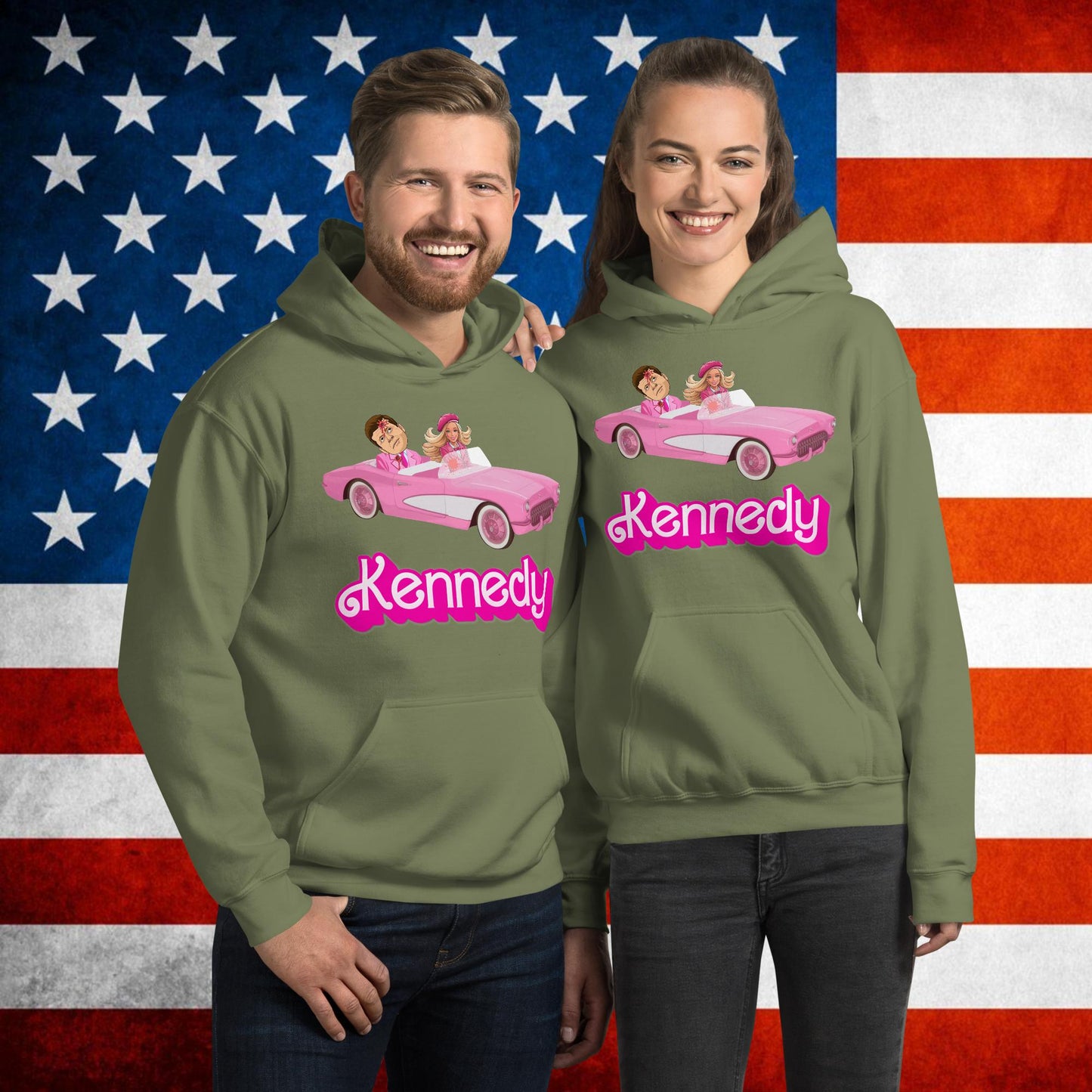 Kennedy JFK Conspiracy Ken Barbie Movie Unisex Hoodie Military Green Hoodies Barbie Conspiracy Theories Democrats JFK Ken Politics Next Cult Brand