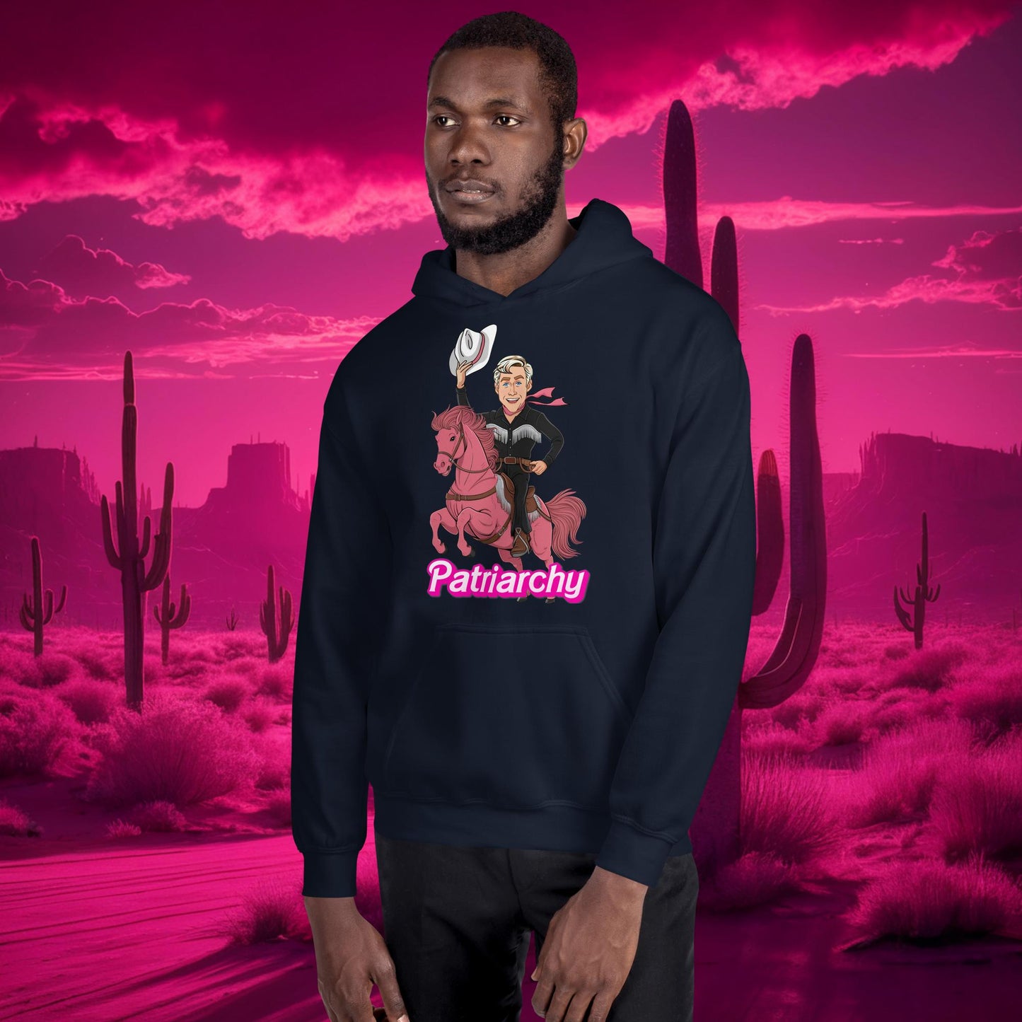 Ken Barbie Movie When I found out the patriarchy wasn't just about horses, I lost interest Unisex Hoodie Navy Hoodies Barbie Celebrities Ken Movies Ryan Gosling Next Cult Brand