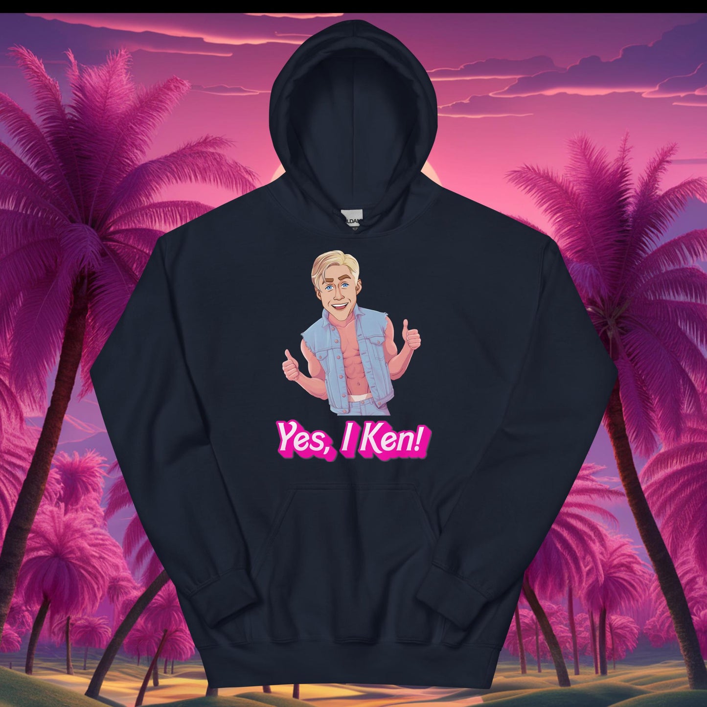 Yes I Ken Yes I can Ryan Gosling Ken Barbie Movie Unisex Hoodie Navy Hoodies Barbie Celebrities Ken Movies Ryan Gosling Next Cult Brand