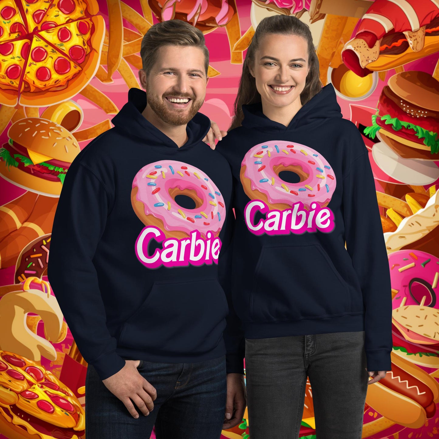 Carbie Barbie I Love Carbs I Love Donuts Unisex Hoodie Navy Hoodies Barbie Carbie Donuts Fast Food Ken Movies Next Cult Brand