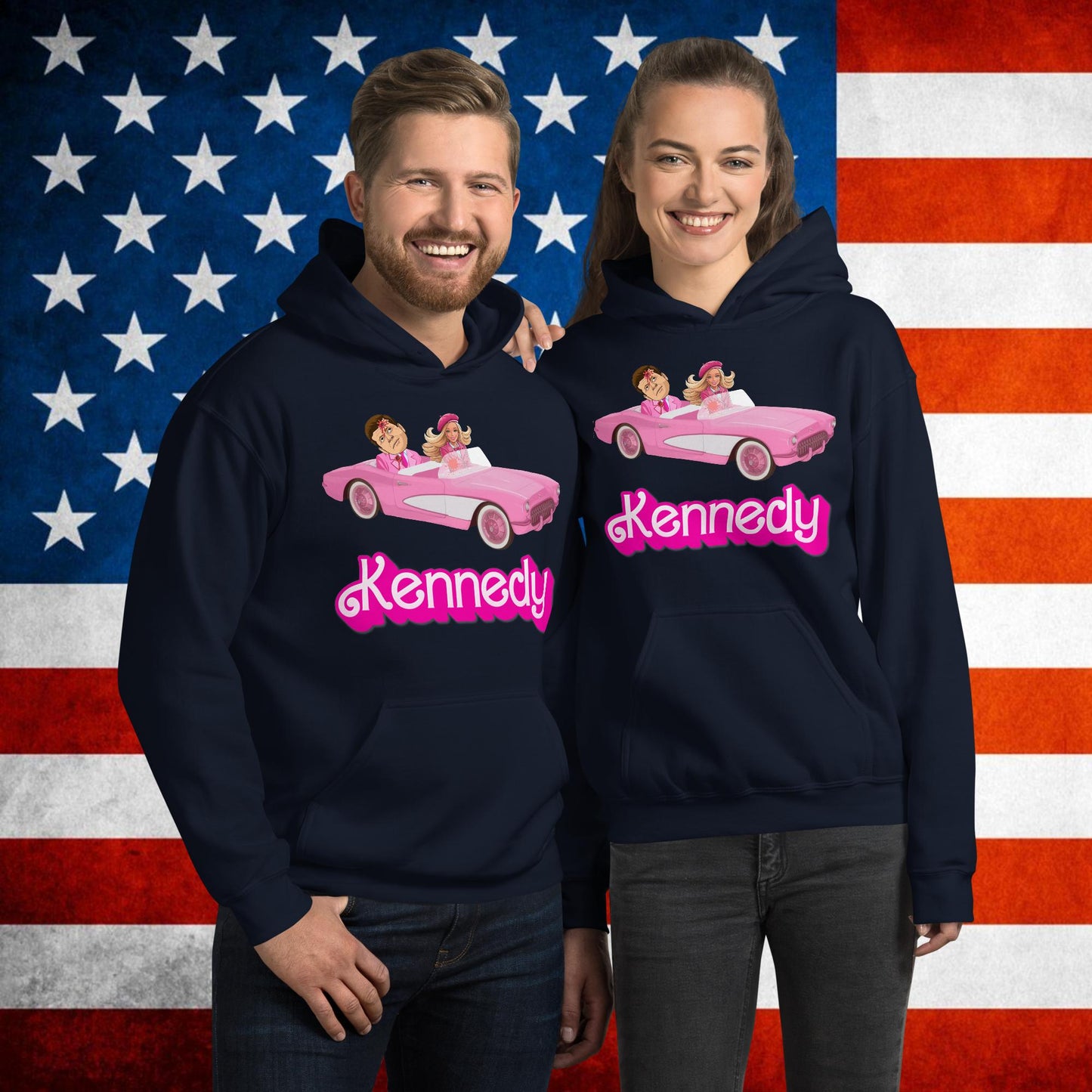 Kennedy JFK Conspiracy Ken Barbie Movie Unisex Hoodie Navy Hoodies Barbie Conspiracy Theories Democrats JFK Ken Politics Next Cult Brand