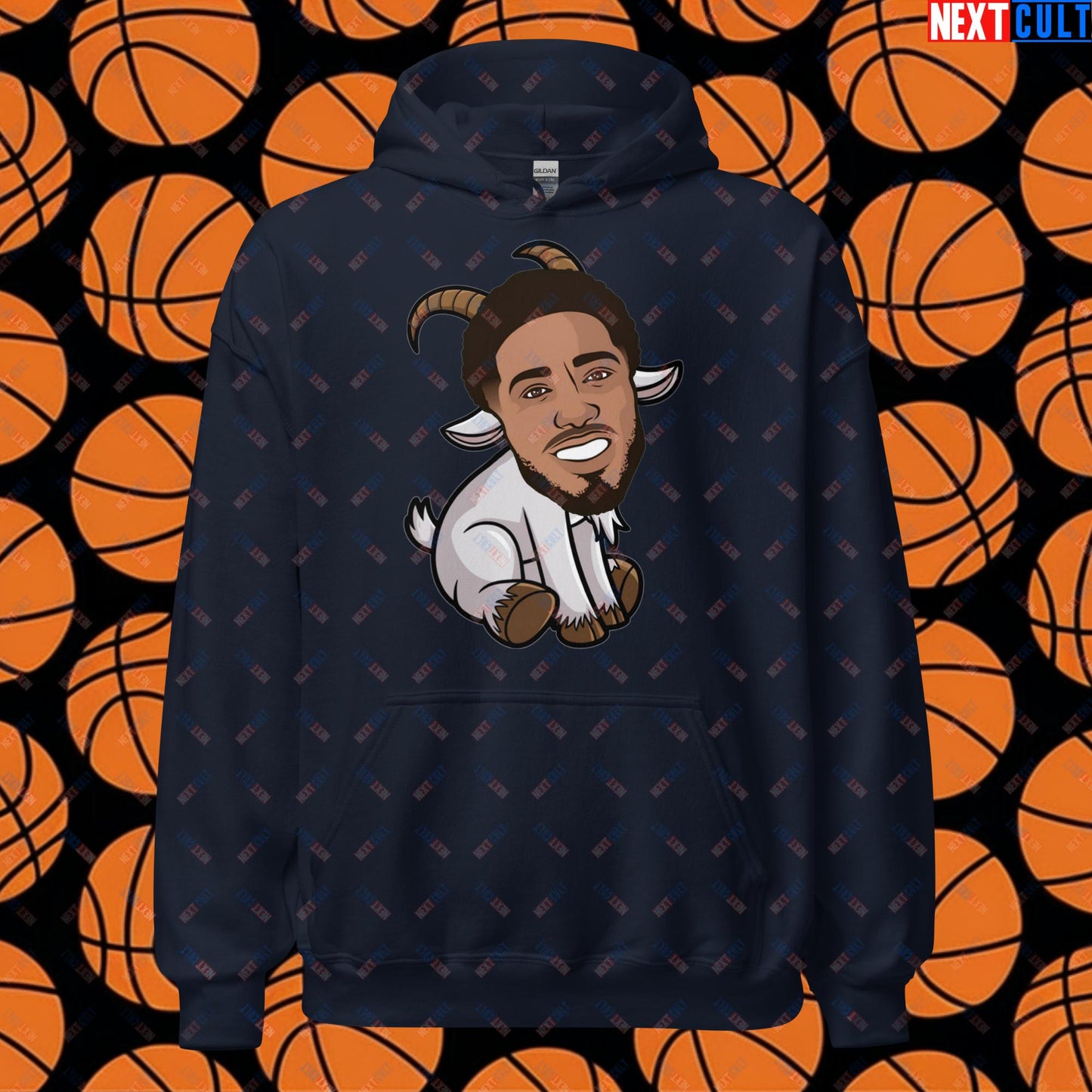 Tyrese Haliburton G.O.A.T. Hoodie - Funny Basketball Meme Sweatshirt - Indiana Pacers GOAT Pullover - Perfect Gift for Basketball Fans Unisex Hoodie Navy Hoodies Basketball G.O.A.T. Indiana Pacers NBA Tyrese Haliburton Next Cult Brand