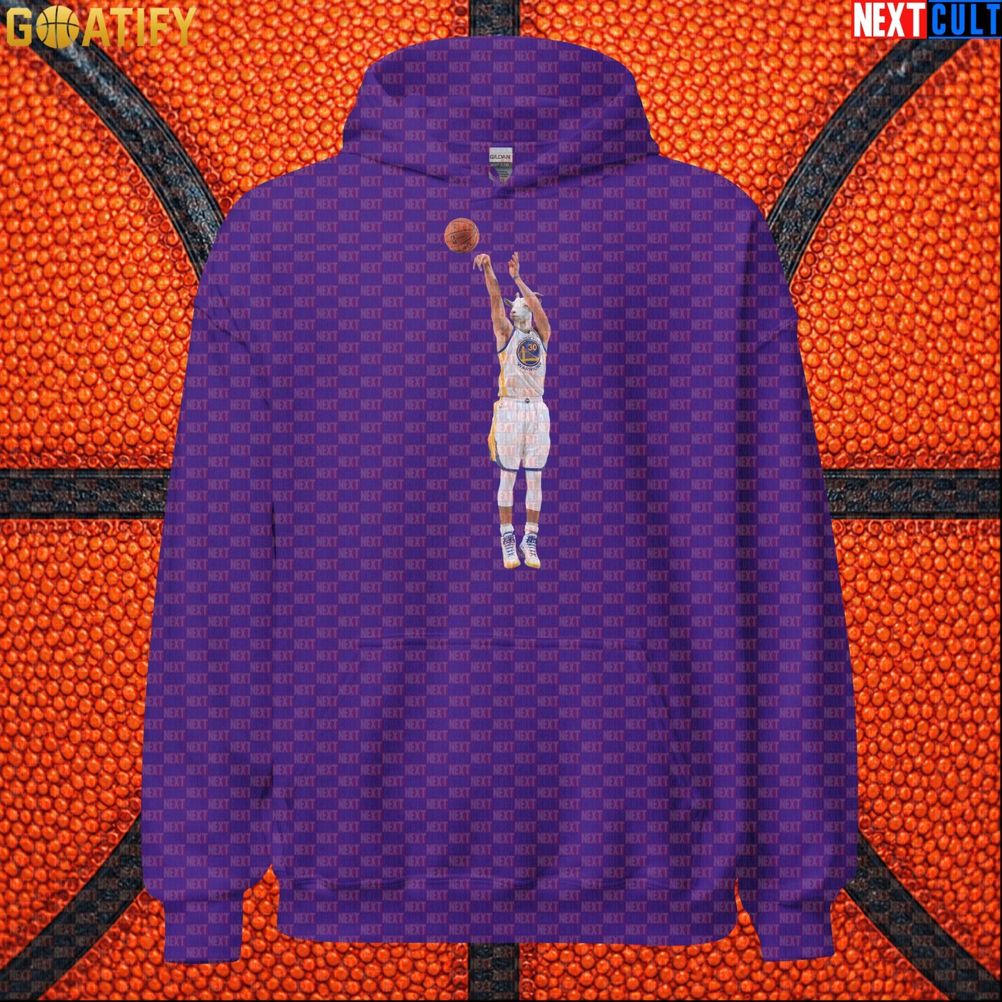 Hoodie Stephen Curry GOAT Shooting Threes Pullover for Warriors Fans NBA Basketball Gift Purple Hoodies Next Cult Brand