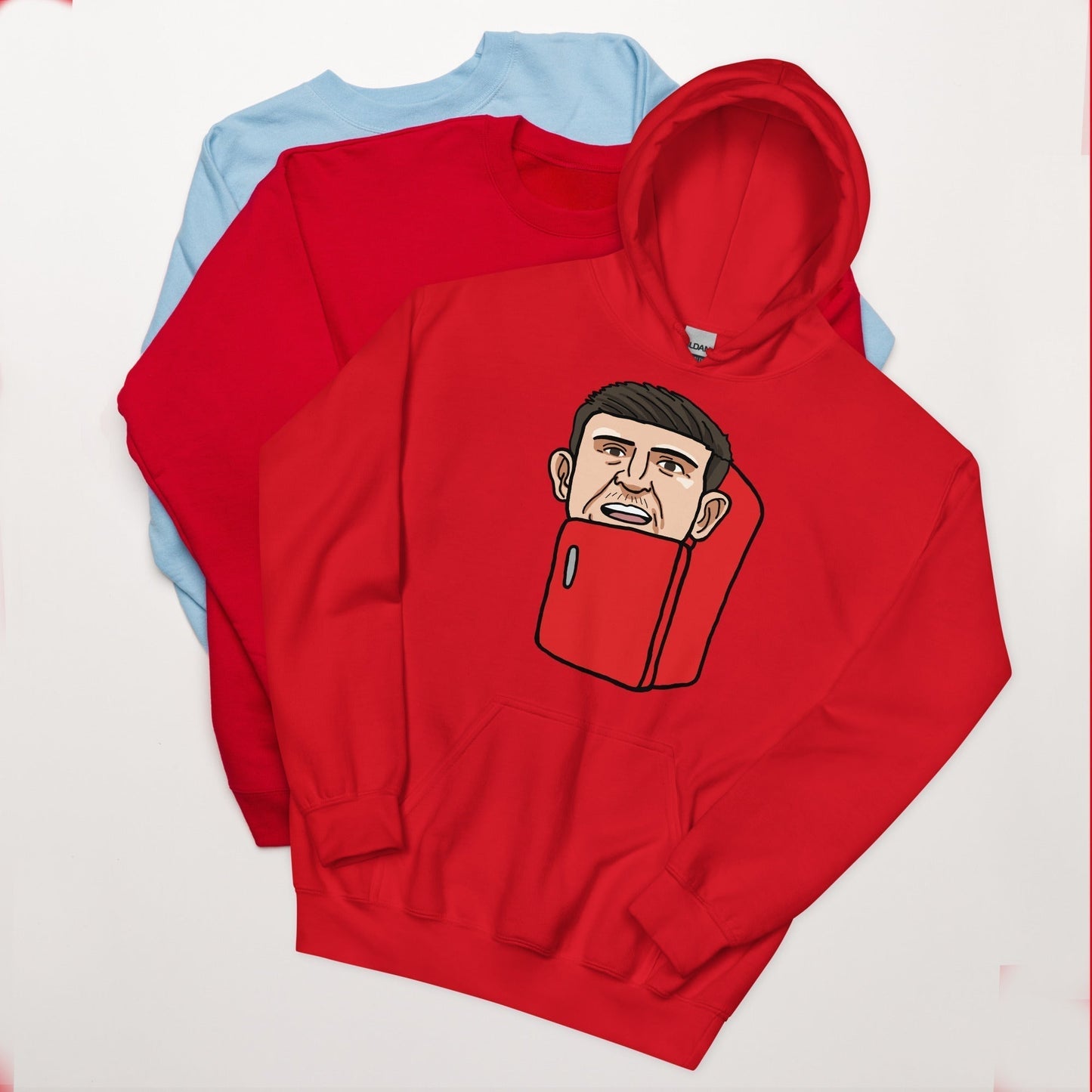 Harry ''The Fridge'' Maguire Unisex Hoodie, With Name & Number Red Hoodies Football Harry Maguire Manchester United The Fridge Next Cult Brand