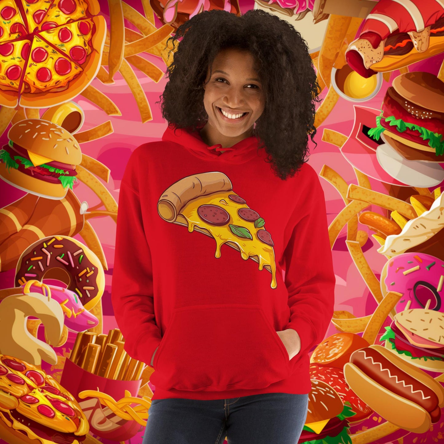 Pizza I Love Pizza Unisex Hoodie Red Hoodies Fast Food Pizza Next Cult Brand