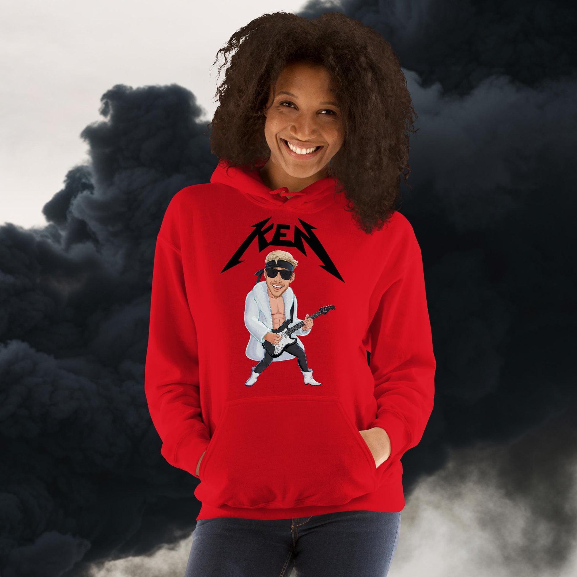 Rockstar Ken Barbie Movie Ryan Gosling Unisex Hoodie Red Hoodies Barbie Celebrities Ken Movies Ryan Gosling Next Cult Brand