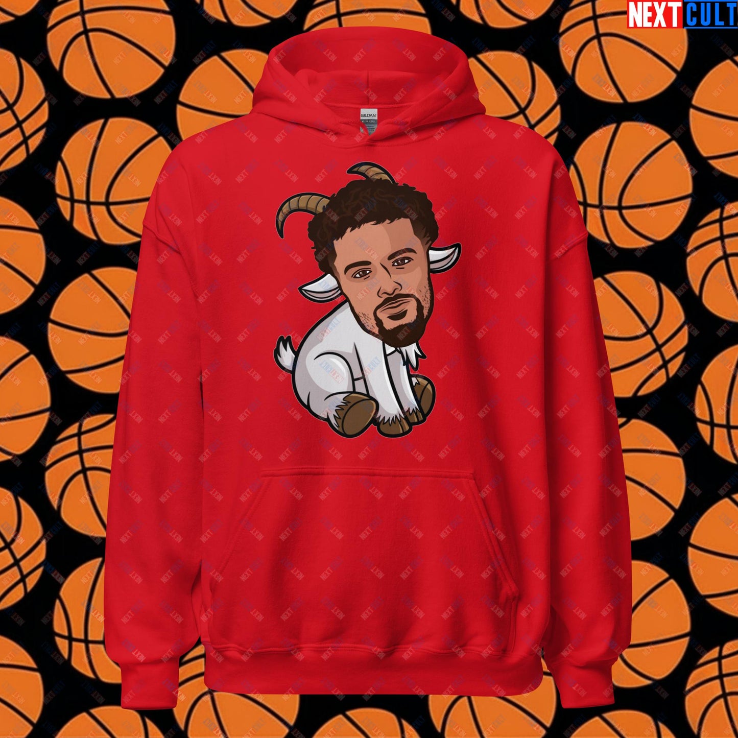 Trae Young G.O.A.T. Hoodie - Funny Atlanta Hawks Basketball Meme Sweatshirt - Greatest of All Time Pullover for Basketball Fans - Perfect Gift for Trae Young Fans Unisex Hoodie Red Hoodies Atlanta Hawks Basketball G.O.A.T. NBA Trae Young Next Cult Brand