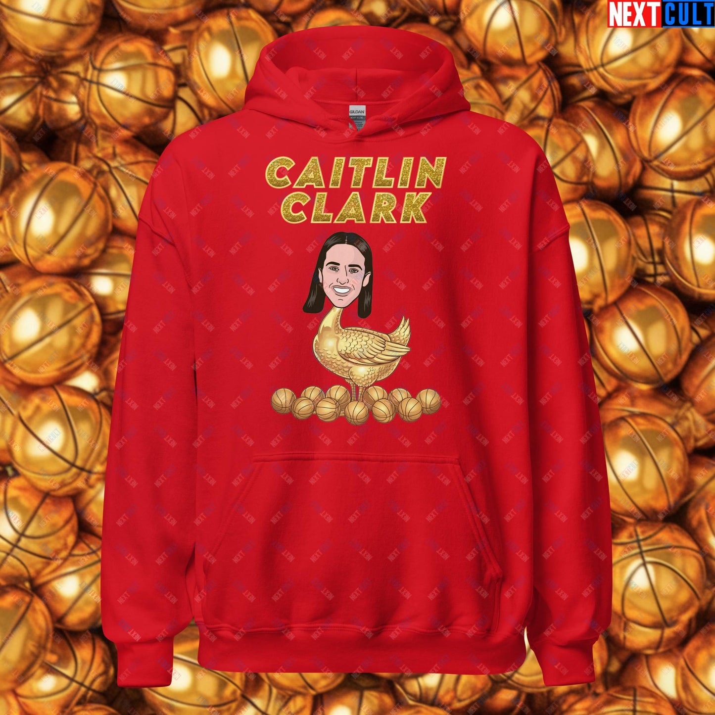 Caitlin Clark Golden Goose Hoodie - Women's Basketball Meme Sweatshirt - Indiana Fever & WNBA Fan Gift - Funny Cartoon Pullover for Basketball Lovers Unisex Hoodie Red Hoodies Basketball Caitlin Clark Indiana Fever WNBA Next Cult Brand