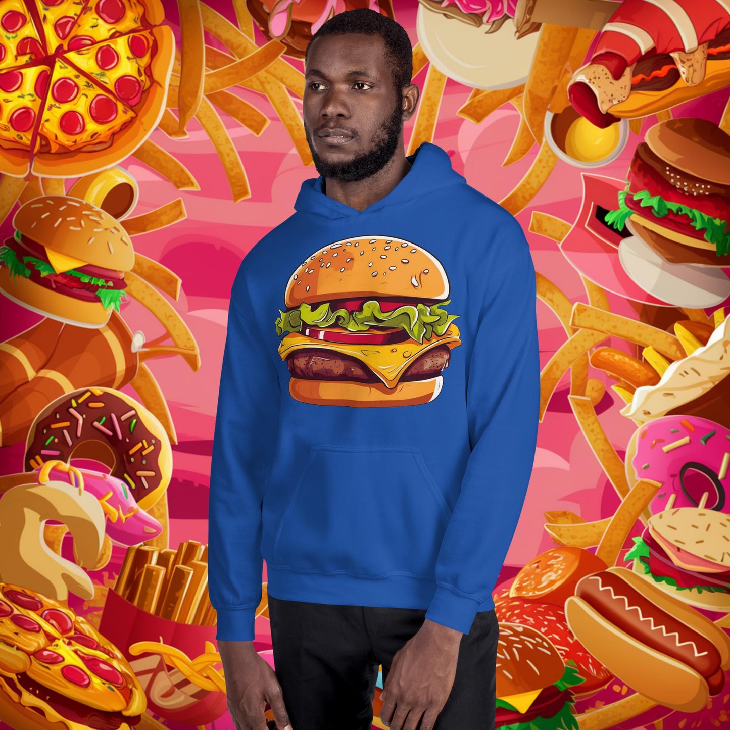 Cheeseburger I Love Burgers Unisex Hoodie Royal Hoodies Burgers Fast Food Next Cult Brand