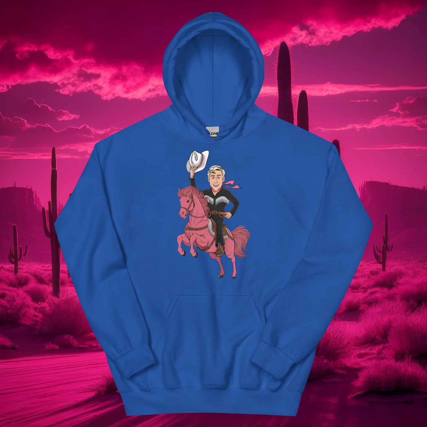 Ryan Gosling Ken Cowboy Horse Barbie Movie Patriarchy Unisex Hoodie Royal Hoodies Barbie Celebrities Ken Movies Ryan Gosling Next Cult Brand