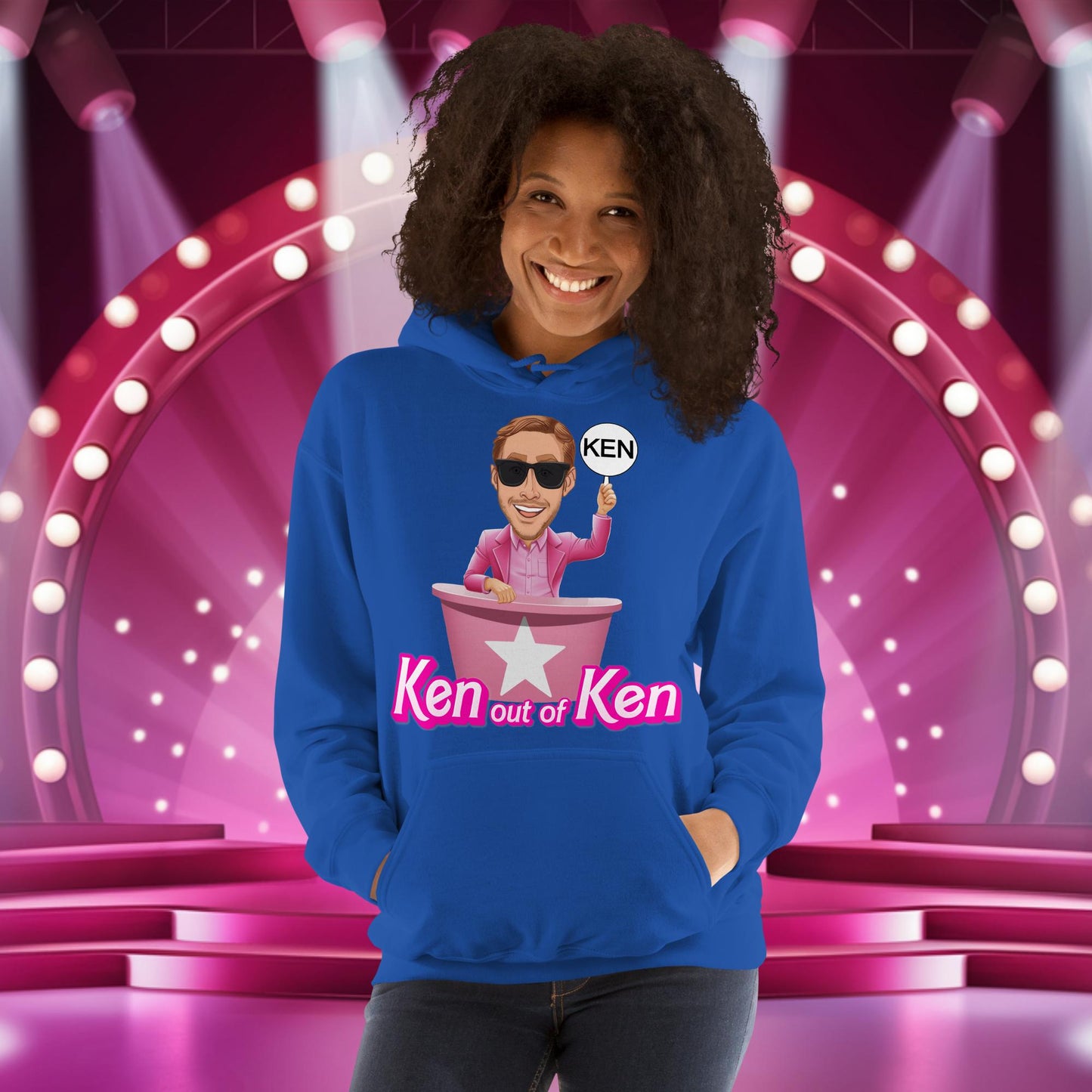 Ken out of Ken Ryan Gosling Barbie Movie Unisex Hoodie Royal Hoodies Barbie Celebrities Ken Movies Ryan Gosling Next Cult Brand