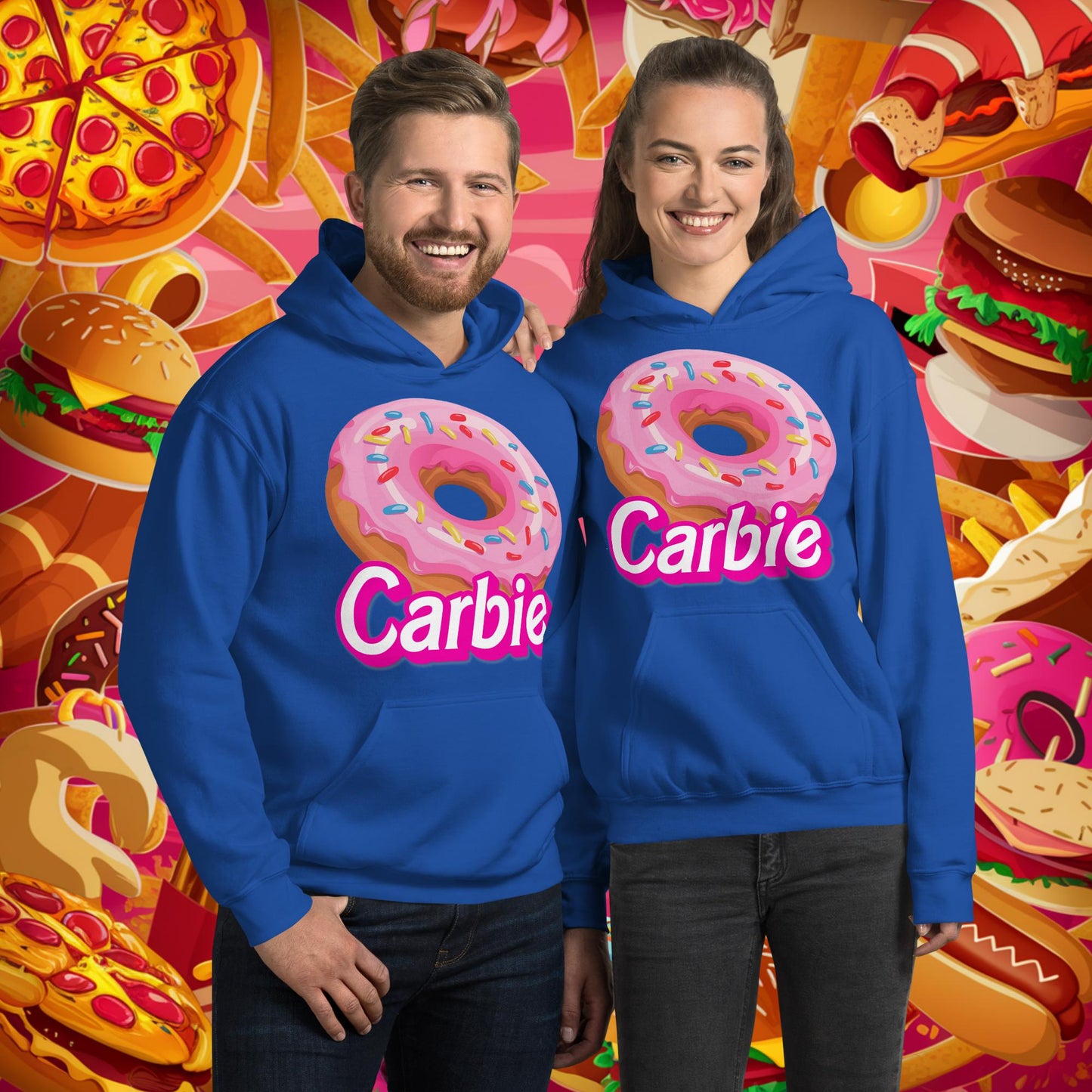 Carbie Barbie I Love Carbs I Love Donuts Unisex Hoodie Royal Hoodies Barbie Carbie Donuts Fast Food Ken Movies Next Cult Brand