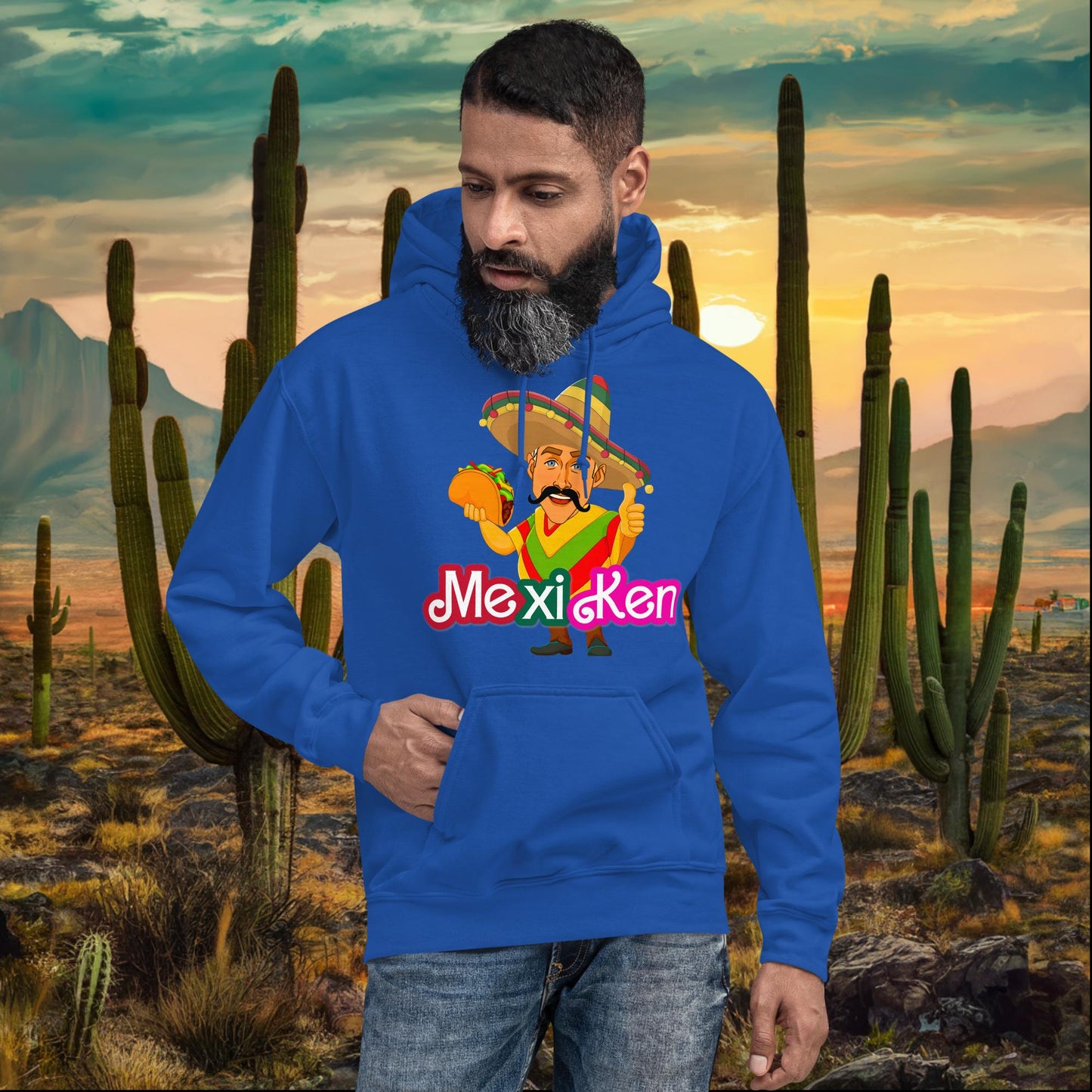 MexiKen Ken Barbie Movie Ryan Gosling Mexican Unisex Hoodie Royal Hoodies Barbie Celebrities Ken Mexico Movies Ryan Gosling Next Cult Brand