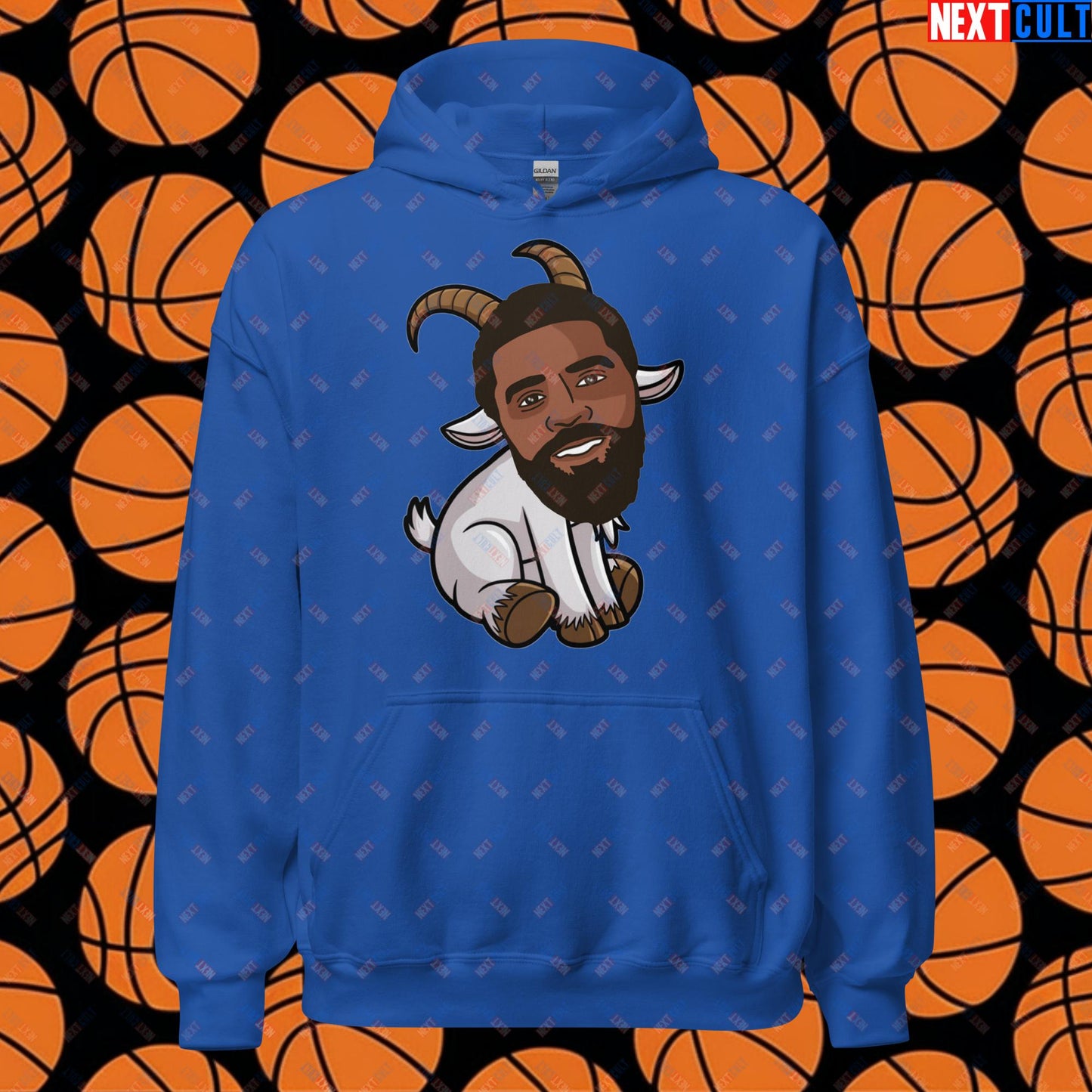 Kyrie Irving G.O.A.T. Hoodie - Uncle Drew Basketball Meme Sweatshirt - Dallas Mavericks & Cleveland Cavaliers Fan Gift - Funny Cartoon Pullover for Basketball Lovers Unisex Hoodie Royal Hoodies Basketball Cleveland Cavaliers Dallas Mavericks G.O.A.T. Kyrie Irving NBA Next Cult Brand