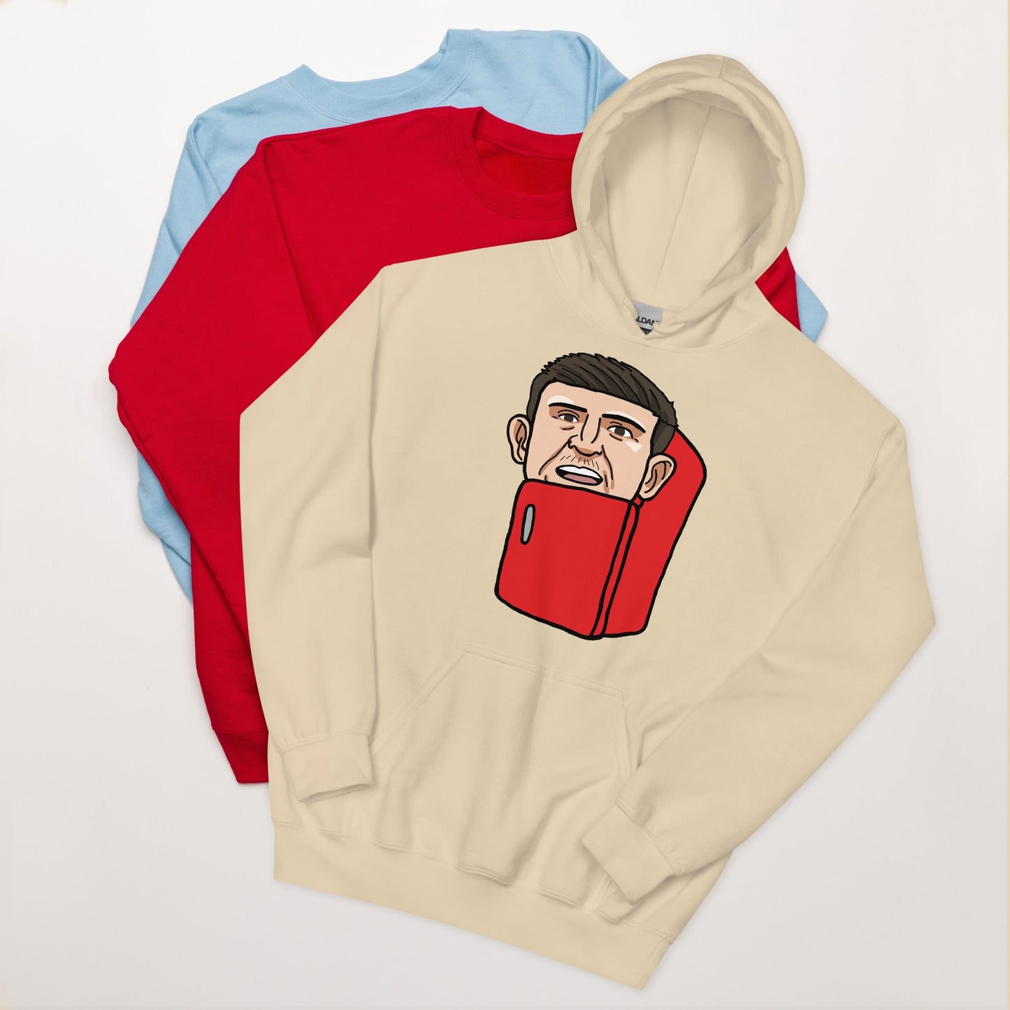 Harry ''The Fridge'' Maguire Unisex Hoodie, With Name & Number Sand Hoodies Football Harry Maguire Manchester United The Fridge Next Cult Brand