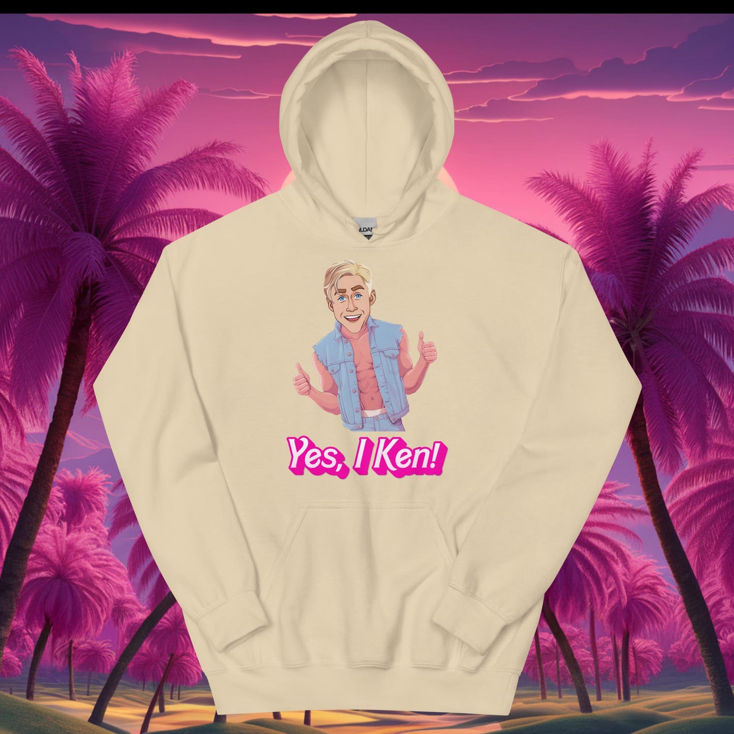 Yes I Ken Yes I can Ryan Gosling Ken Barbie Movie Unisex Hoodie Sand Hoodies Barbie Celebrities Ken Movies Ryan Gosling Next Cult Brand