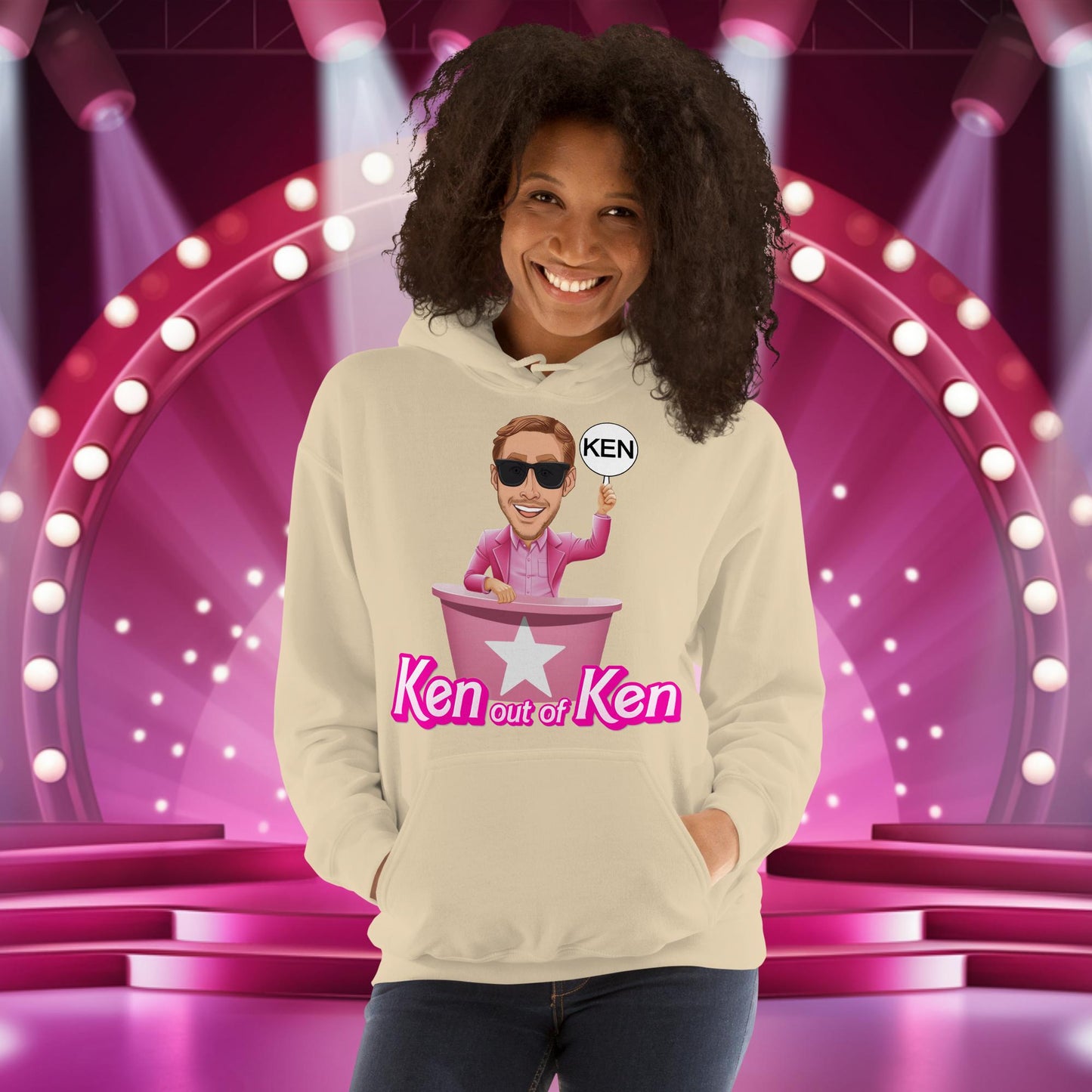 Ken out of Ken Ryan Gosling Barbie Movie Unisex Hoodie Sand Hoodies Barbie Celebrities Ken Movies Ryan Gosling Next Cult Brand