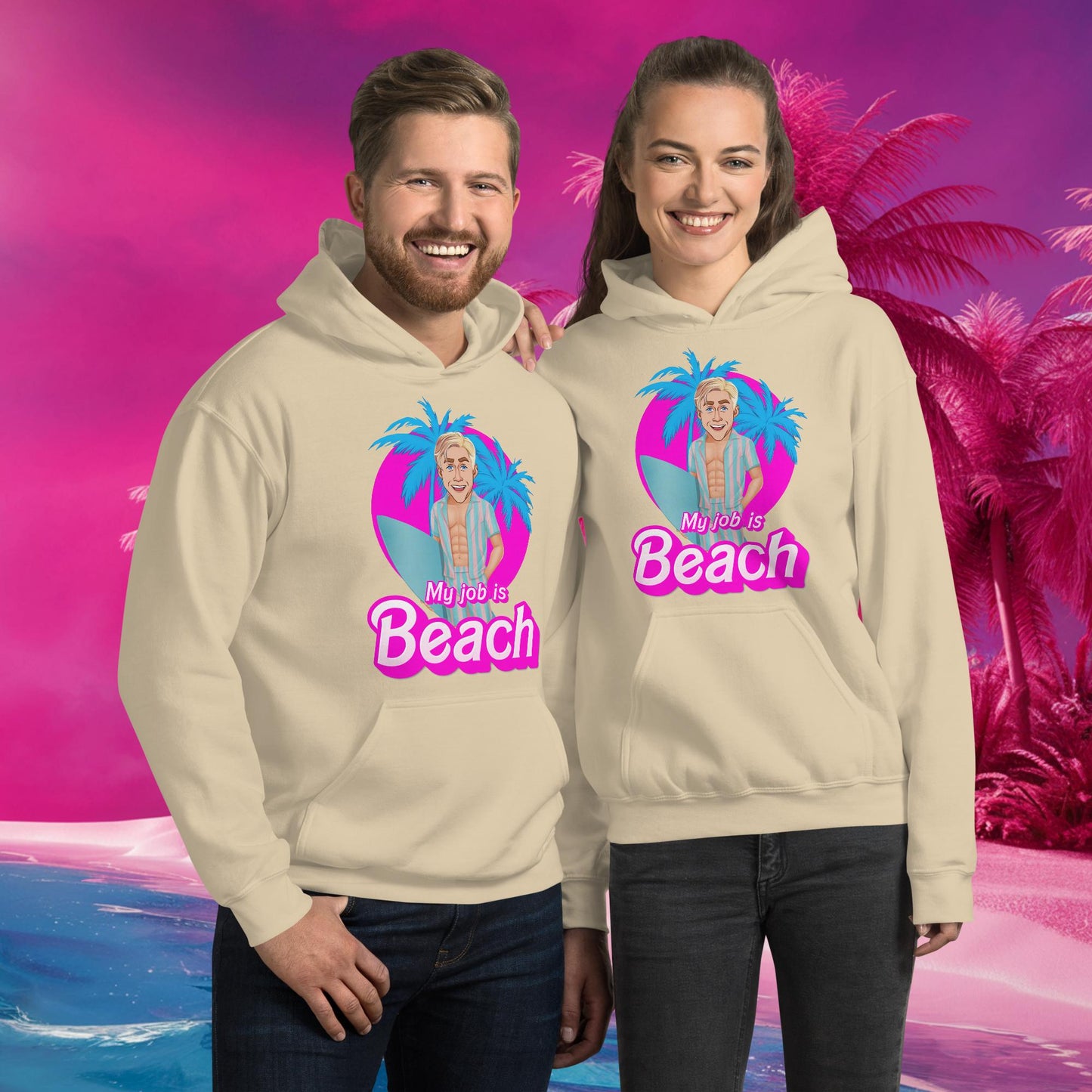 My Job is Beach Ken Barbie Movie Ryan Gosling Unisex Hoodie Sand Hoodies Barbie Celebrities Ken Movies Ryan Gosling Next Cult Brand