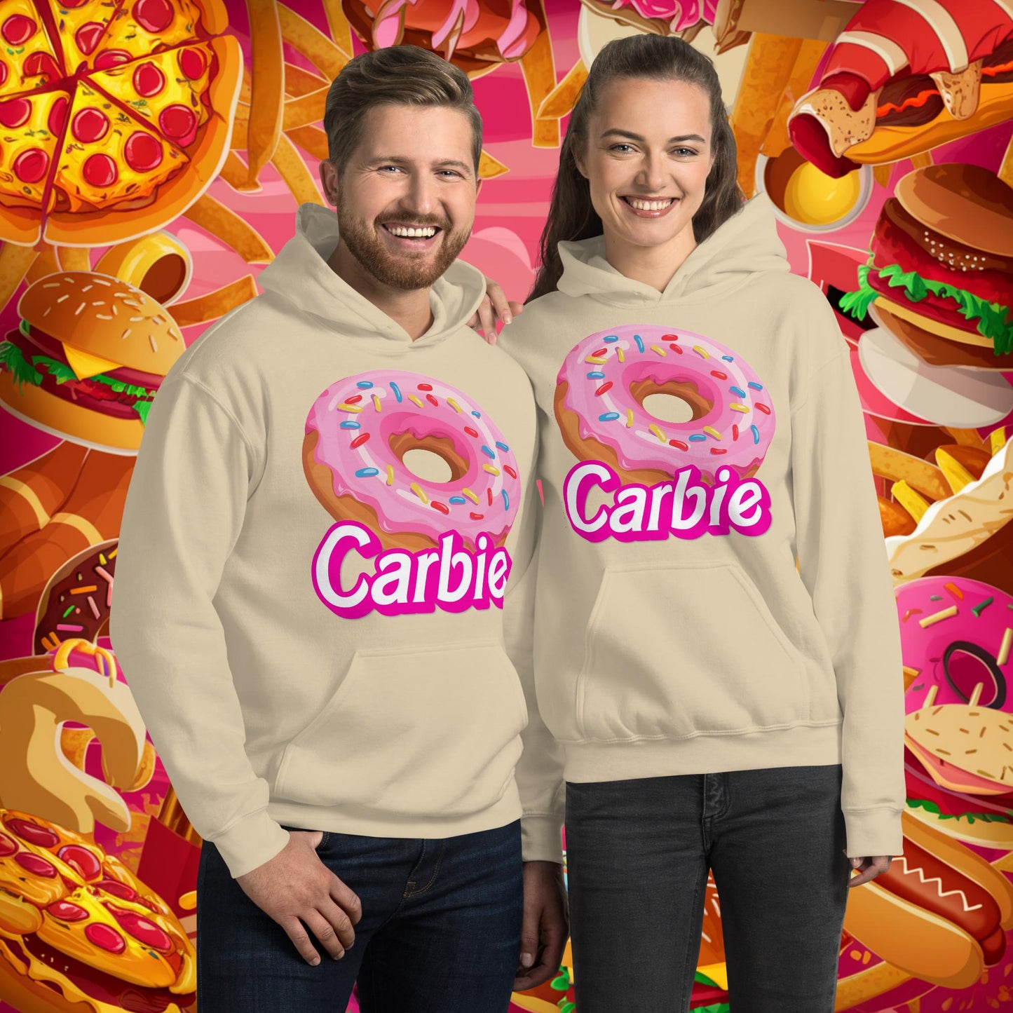 Carbie Barbie I Love Carbs I Love Donuts Unisex Hoodie Sand Hoodies Barbie Carbie Donuts Fast Food Ken Movies Next Cult Brand