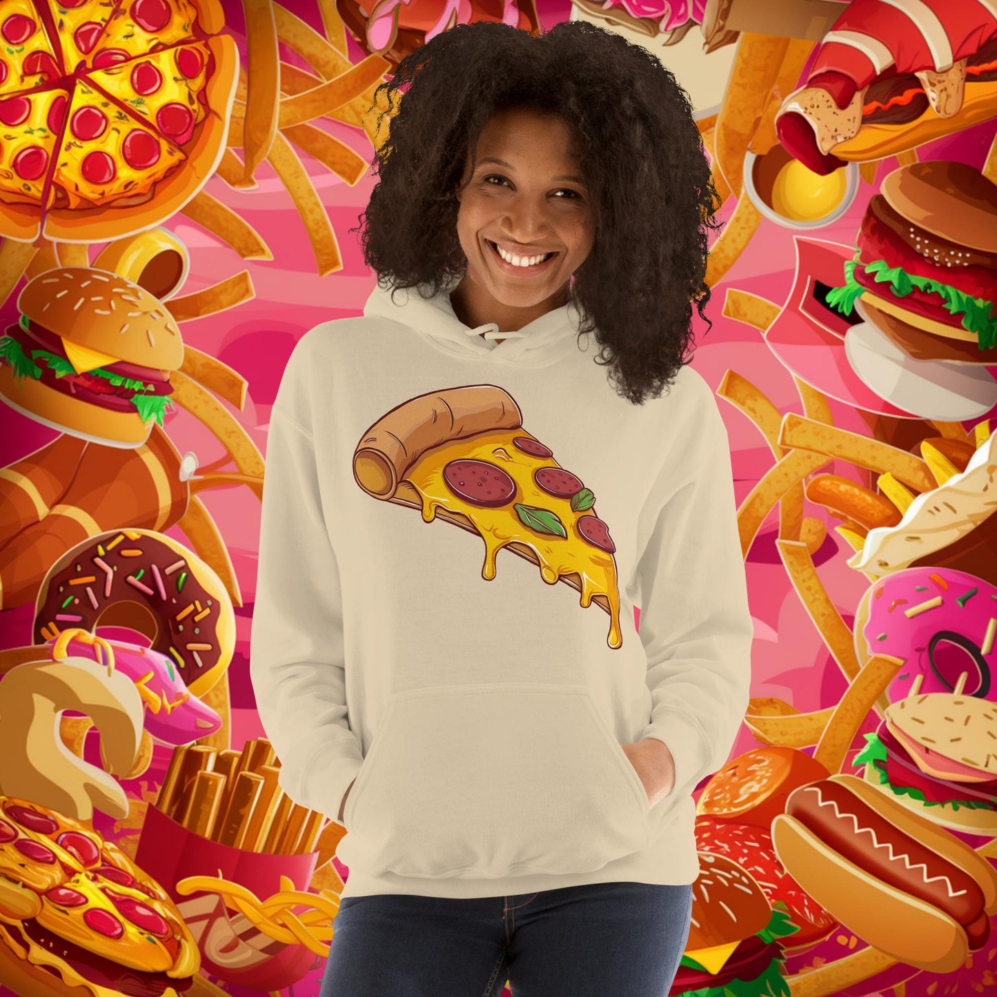 Pizza I Love Pizza Unisex Hoodie Sand Hoodies Fast Food Pizza Next Cult Brand