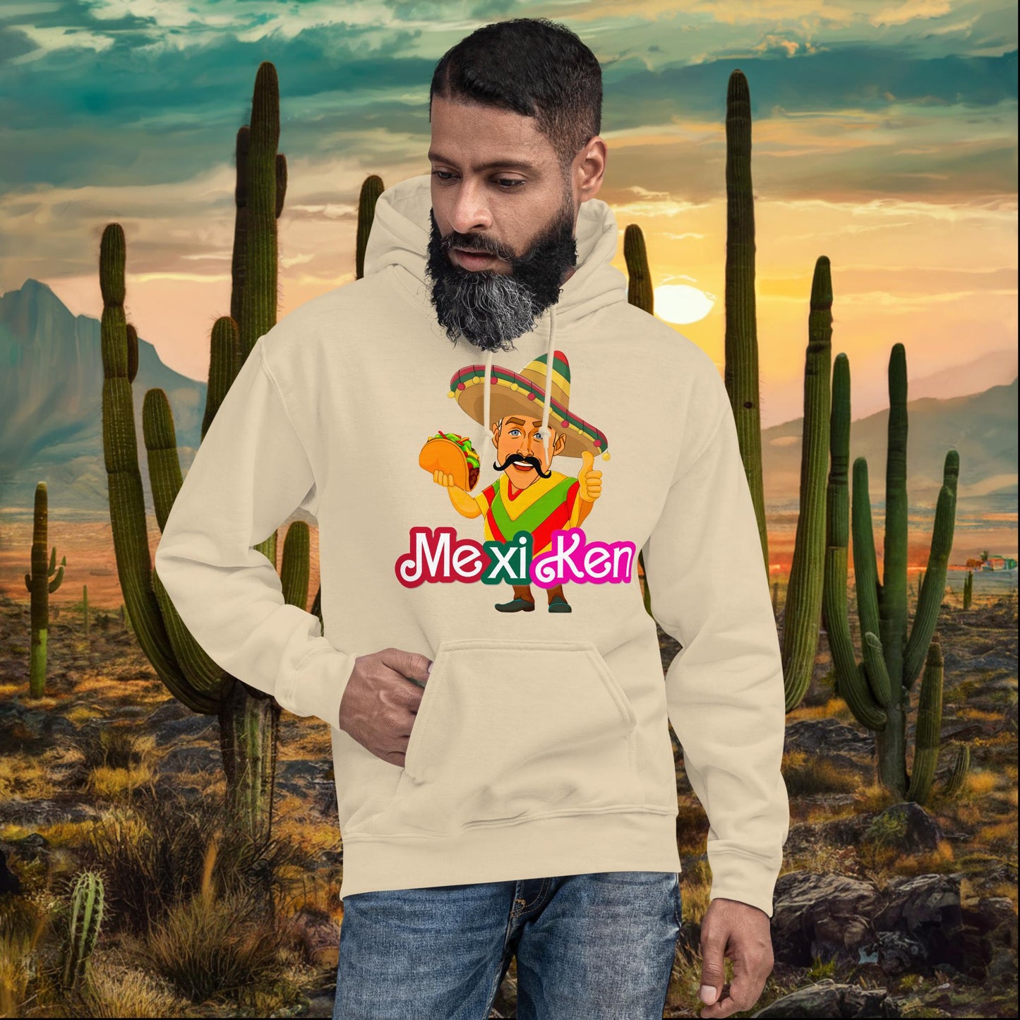 MexiKen Ken Barbie Movie Ryan Gosling Mexican Unisex Hoodie Sand Hoodies Barbie Celebrities Ken Mexico Movies Ryan Gosling Next Cult Brand