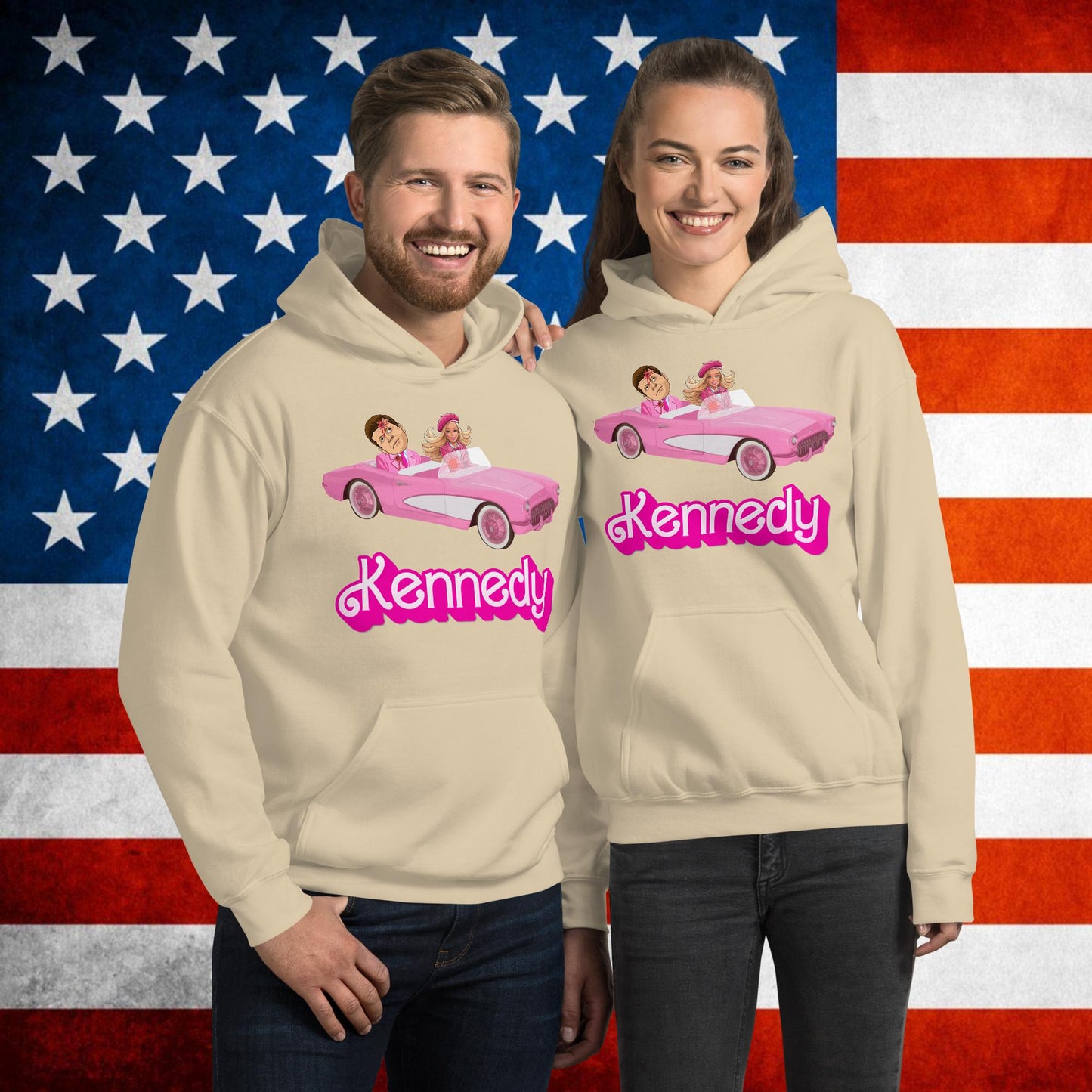 Kennedy JFK Conspiracy Ken Barbie Movie Unisex Hoodie Sand Hoodies Barbie Conspiracy Theories Democrats JFK Ken Politics Next Cult Brand