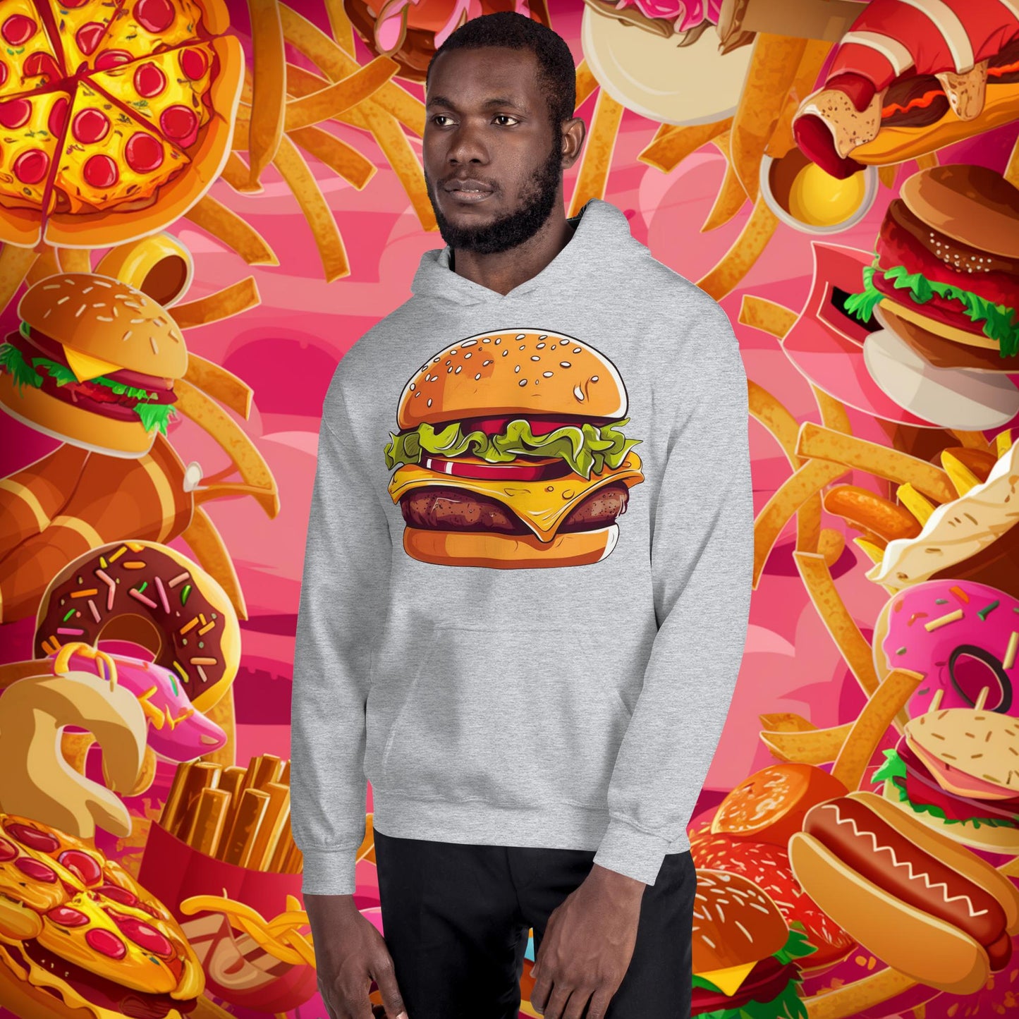 Cheeseburger I Love Burgers Unisex Hoodie Sport Grey Hoodies Burgers Fast Food Next Cult Brand