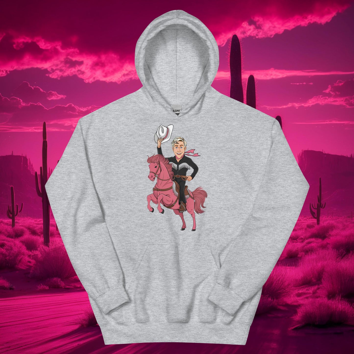 Ryan Gosling Ken Cowboy Horse Barbie Movie Patriarchy Unisex Hoodie Sport Grey Hoodies Barbie Celebrities Ken Movies Ryan Gosling Next Cult Brand