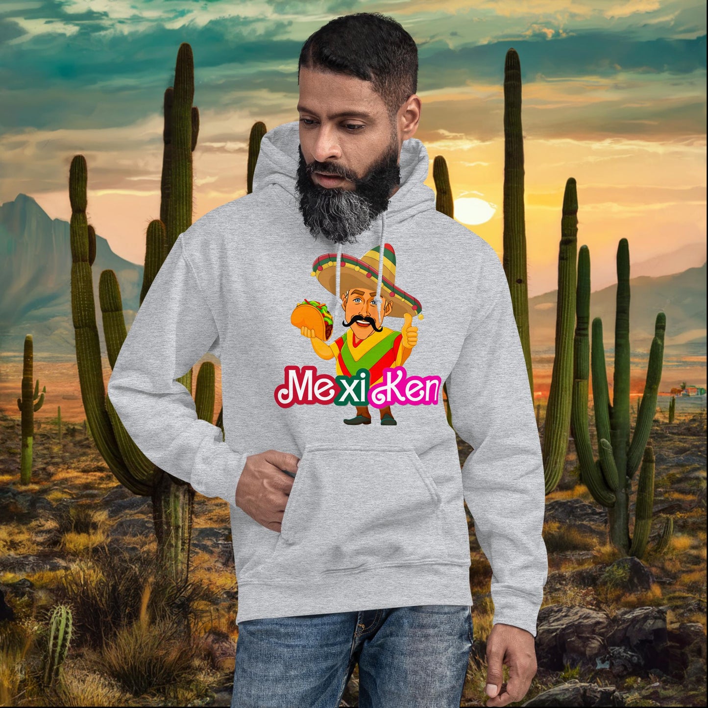 MexiKen Ken Barbie Movie Ryan Gosling Mexican Unisex Hoodie Sport Grey Hoodies Barbie Celebrities Ken Mexico Movies Ryan Gosling Next Cult Brand