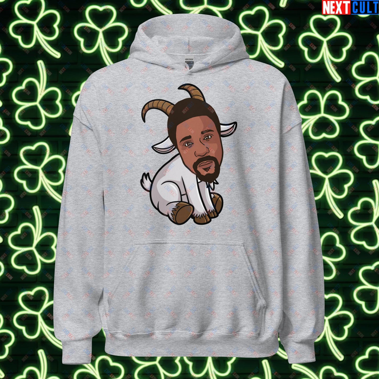 Bill Russell G.O.A.T. Hoodie - Boston Celtics Basketball Meme Sweatshirt - Greatest of All Time Funny Cartoon Pullover for Basketball Fans - Perfect Gift for Celtics Supporters Unisex Hoodie Sport Grey Hoodies Basketball Bill Russell Boston Celtics G.O.A.T. NBA Next Cult Brand