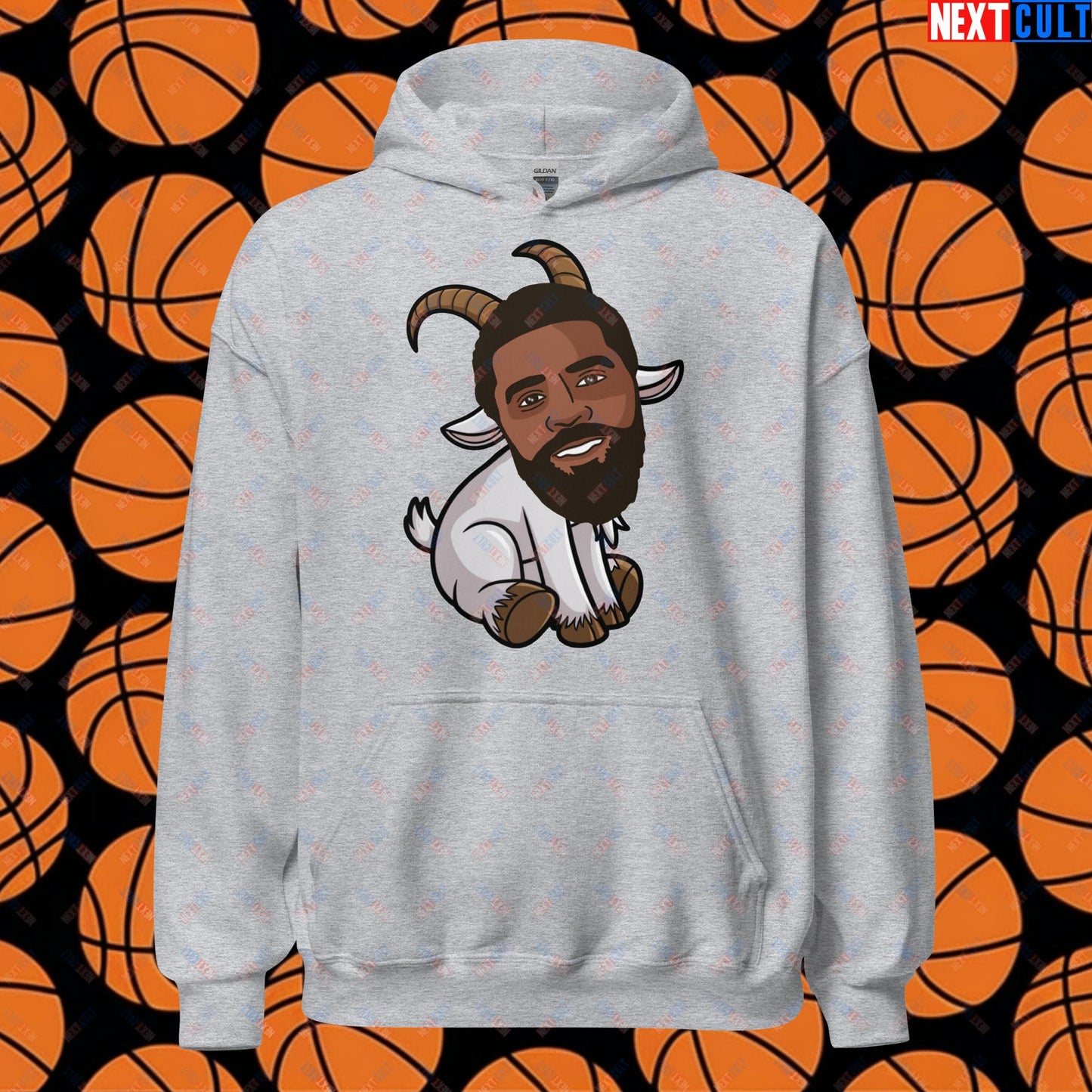Kyrie Irving G.O.A.T. Hoodie - Uncle Drew Basketball Meme Sweatshirt - Dallas Mavericks & Cleveland Cavaliers Fan Gift - Funny Cartoon Pullover for Basketball Lovers Unisex Hoodie Sport Grey Hoodies Basketball Cleveland Cavaliers Dallas Mavericks G.O.A.T. Kyrie Irving NBA Next Cult Brand