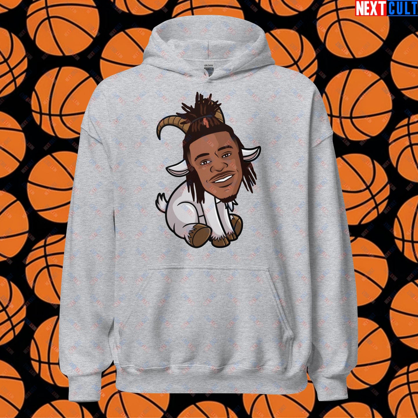 Ja Morant G.O.A.T. Hoodie - Funny Basketball Meme Sweatshirt - Memphis Grizzlies GOAT Cartoon Design Pullover - Perfect Gift for Basketball Fans Unisex Hoodie Sport Grey Hoodies Basketball G.O.A.T. Ja Morant Memphis Grizzlies NBA Next Cult Brand