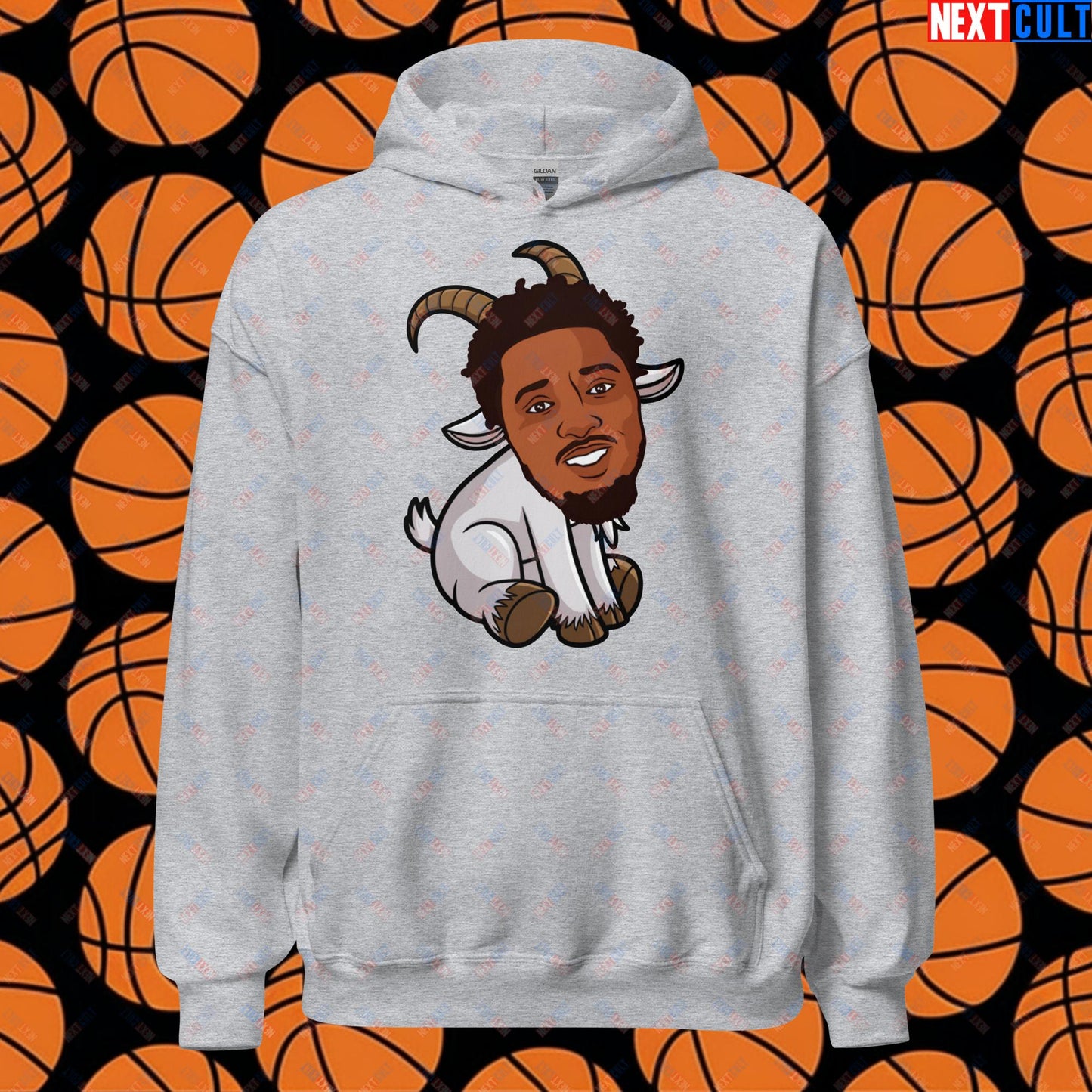Donovan Mitchell G.O.A.T. Hoodie - Cleveland Cavaliers Basketball Meme Sweatshirt - Funny GOAT Cartoon Pullover for Basketball Fans - Perfect Gift for Cavs Supporters Unisex Hoodie Sport Grey Hoodies Basketball Cleveland Cavaliers Donovan Mitchell G.O.A.T. NBA Next Cult Brand