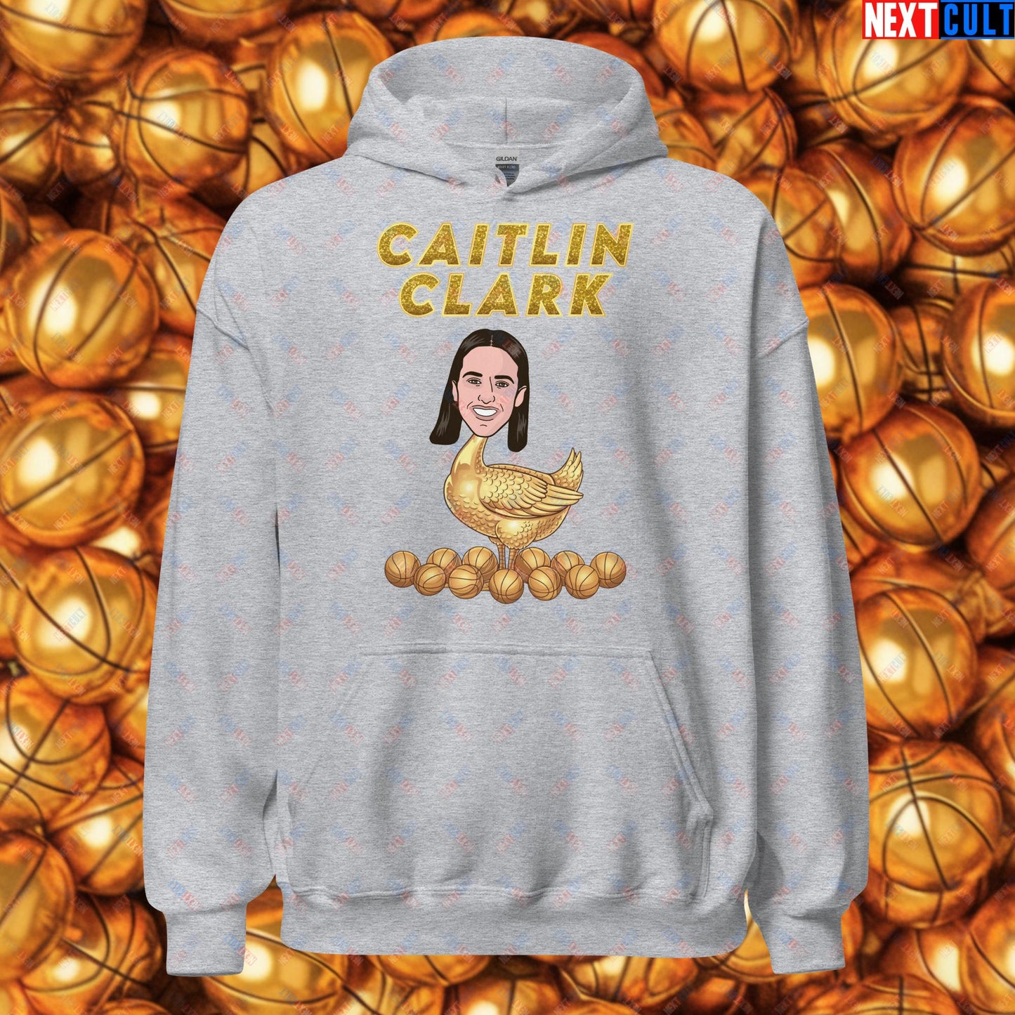 Caitlin Clark Golden Goose Hoodie - Women's Basketball Meme Sweatshirt - Indiana Fever & WNBA Fan Gift - Funny Cartoon Pullover for Basketball Lovers Unisex Hoodie Sport Grey Hoodies Basketball Caitlin Clark Indiana Fever WNBA Next Cult Brand