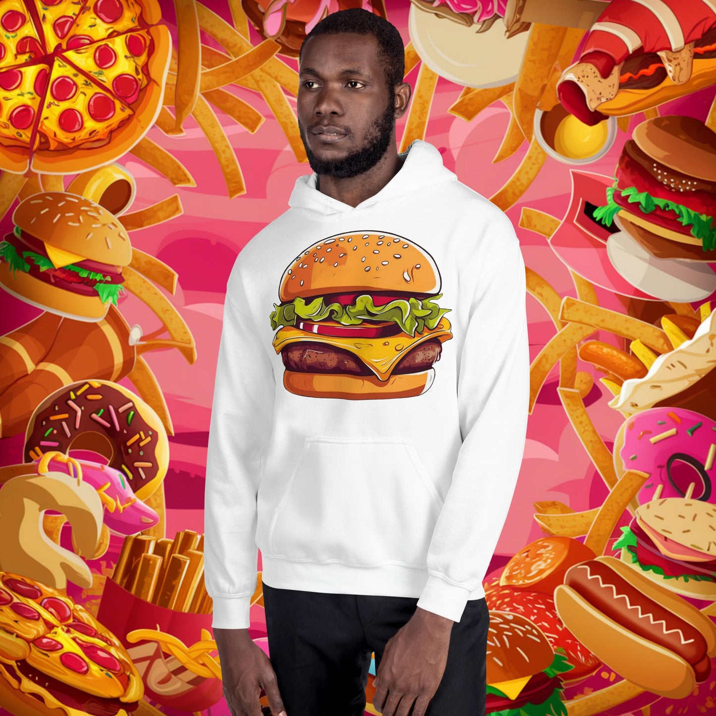 Cheeseburger I Love Burgers Unisex Hoodie White Hoodies Burgers Fast Food Next Cult Brand