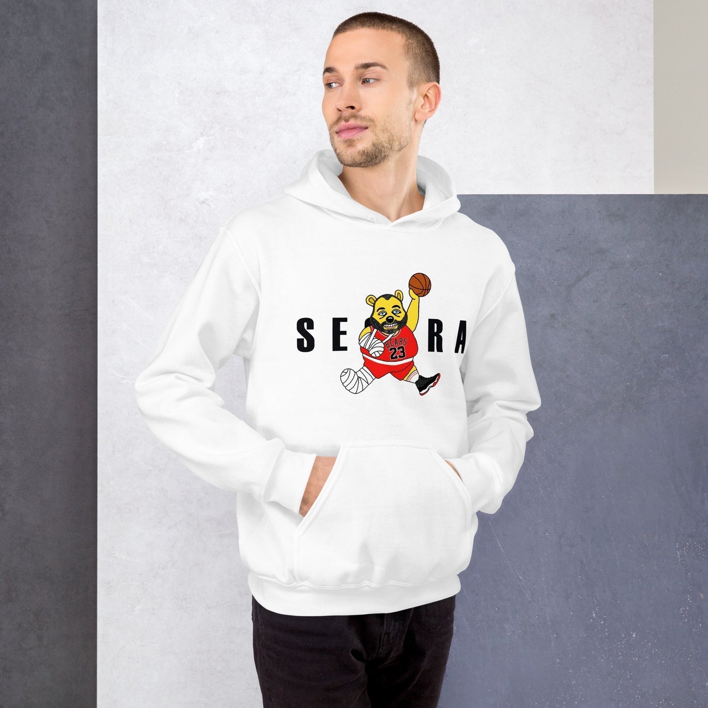 Air Segura, Tom Segura Basketball, Your Mom's House (YMH), 2 Bears 1 Cave, Funny Unisex Hoodie White Hoodies 2 Bears 1 Cave Air Segura Podcasts Stand-up Comedy Tom Segura YMH Next Cult Brand