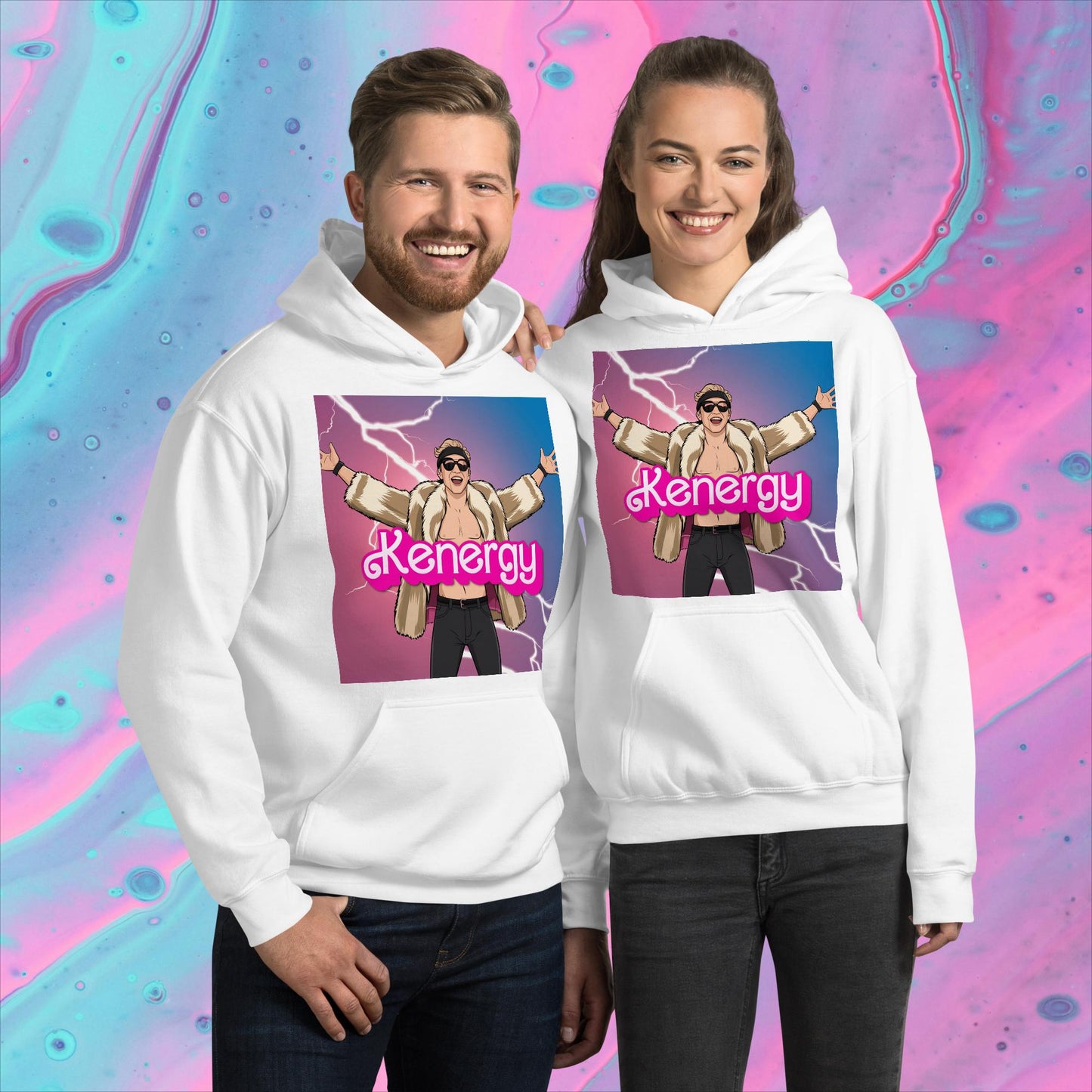 Kenergy Barbie Ryan Gosling Ken Unisex Hoodie White Hoodies Barbie Celebrities Ken Kenergy Movies Ryan Gosling Next Cult Brand