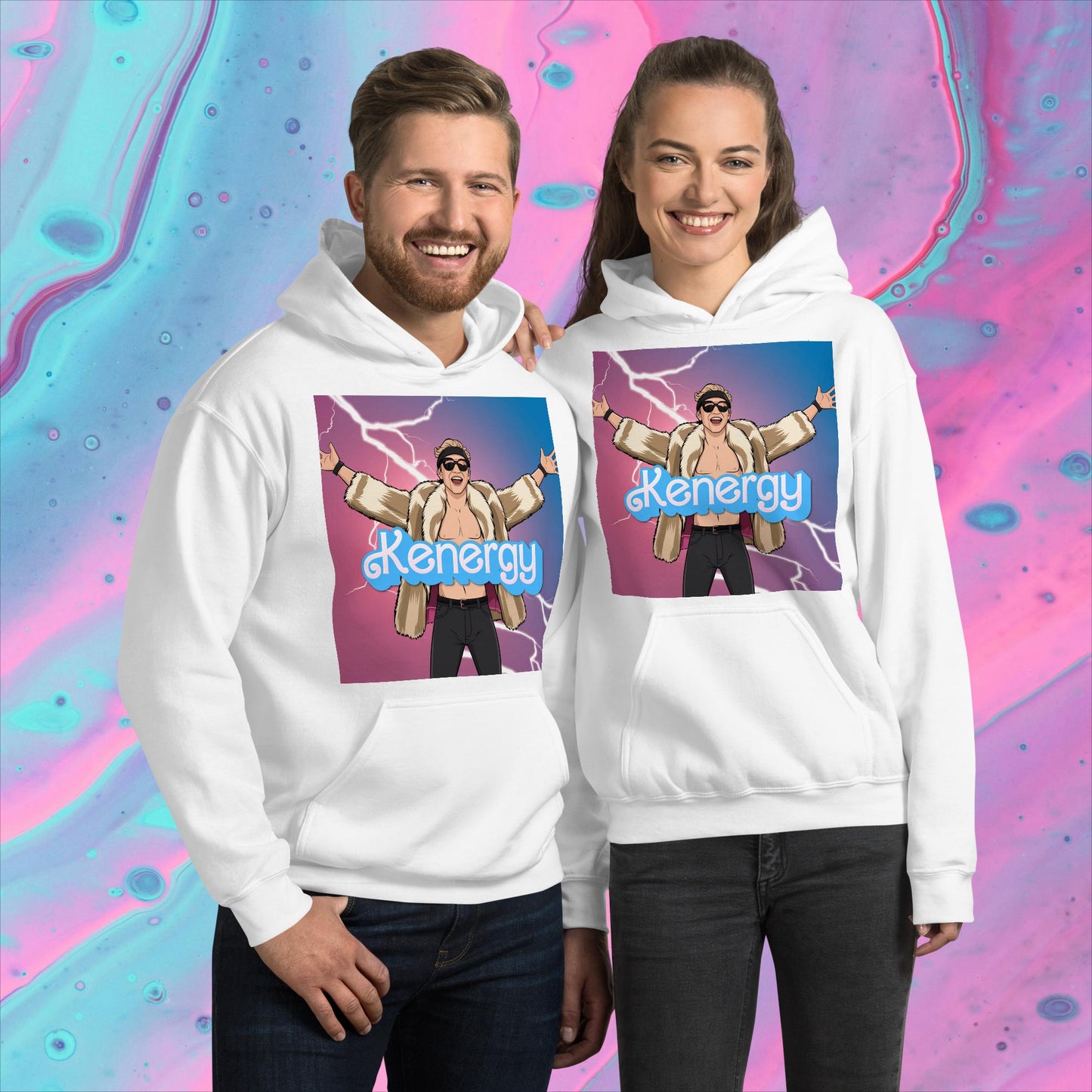 Kenergy Barbie Ryan Gosling Ken Unisex Hoodie White Hoodies Barbie Celebrities Ken Kenergy Movies Ryan Gosling Next Cult Brand