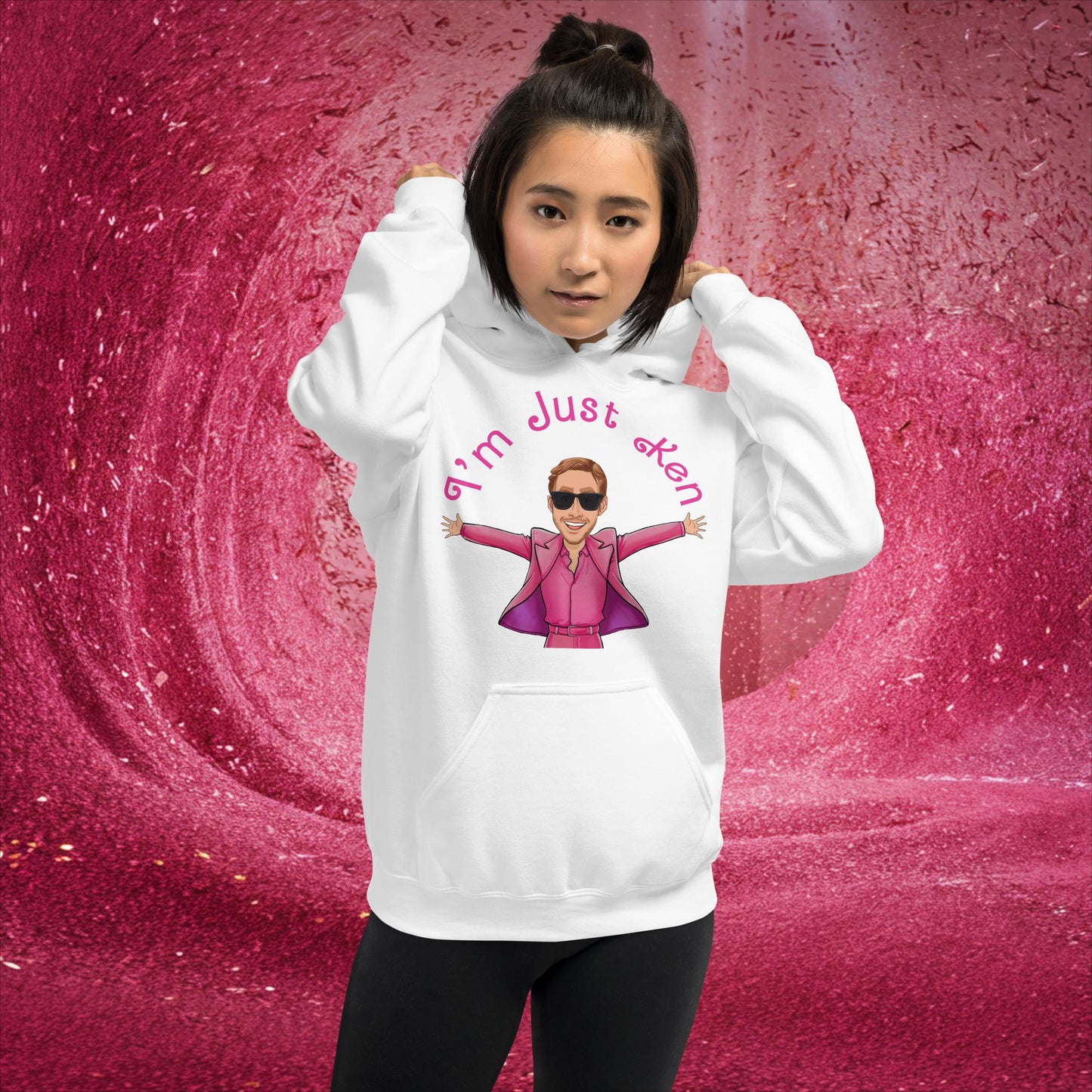 Ken Barbie Ryan Gosling I'm Just Ken Unisex Hoodie White Hoodies Barbie Celebrities Ken Movies Ryan Gosling Next Cult Brand